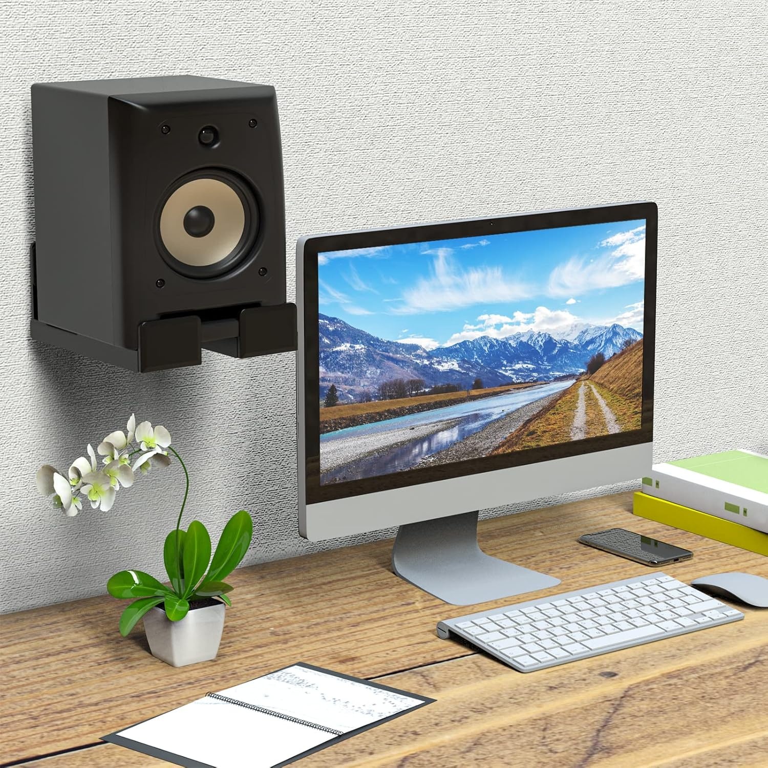 image:imageWALI Center Channel Speaker Wall Mount Universal Soundbar Wall Mount Bracket Hold up to 30 lbs Arms Extend Adjustment from 7 to 115 inch SLK201 Black35 to 61 inch