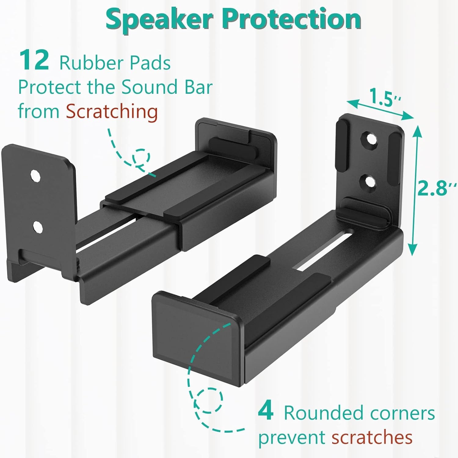 image:imageWALI Center Channel Speaker Wall Mount Universal Soundbar Wall Mount Bracket Hold up to 30 lbs Arms Extend Adjustment from 7 to 115 inch SLK201 Black35 to 61 inch