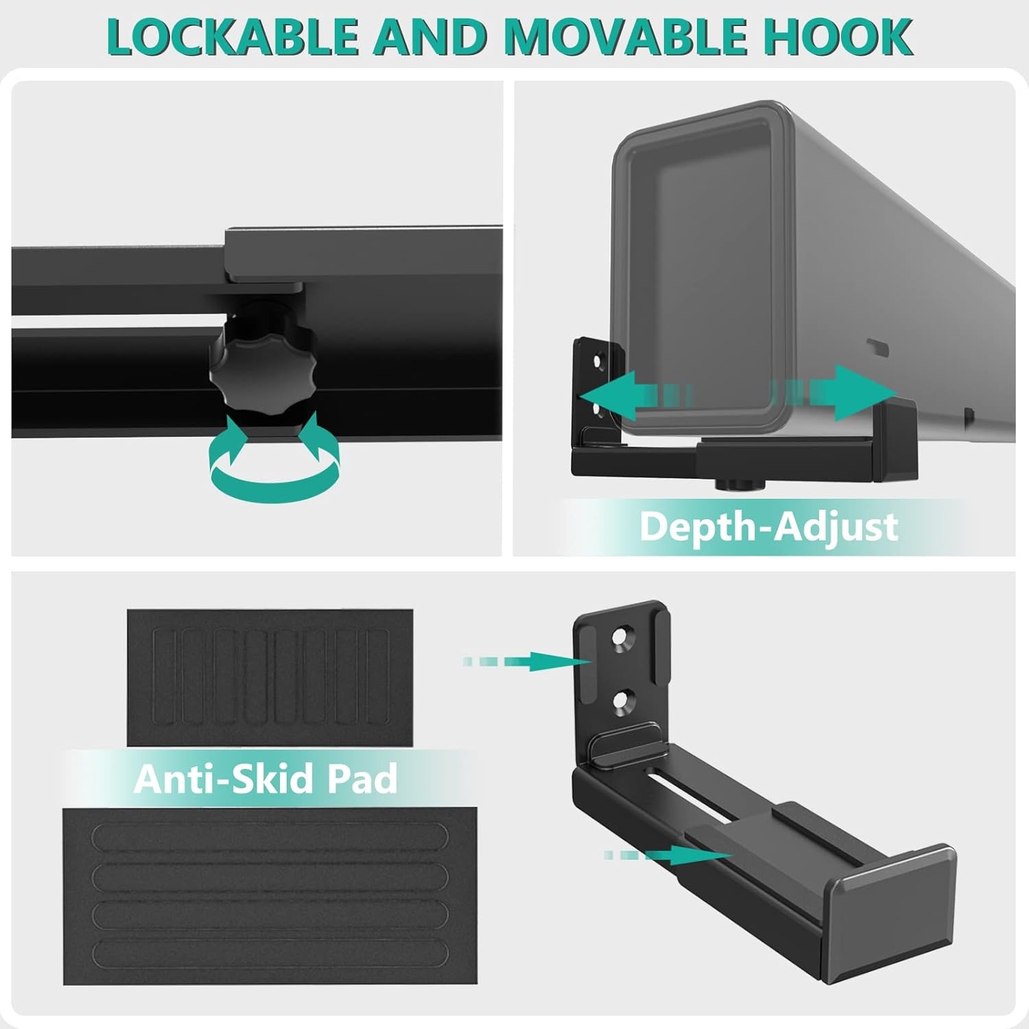 image:imageWALI Center Channel Speaker Wall Mount Universal Soundbar Wall Mount Bracket Hold up to 30 lbs Arms Extend Adjustment from 7 to 115 inch SLK201 Black35 to 61 inch
