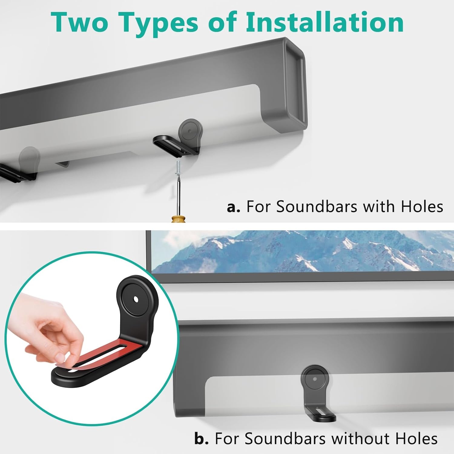 image:imageWALI Center Channel Speaker Wall Mount Universal Soundbar Wall Mount Bracket Hold up to 30 lbs Arms Extend Adjustment from 7 to 115 inch SLK201 Black51 inch