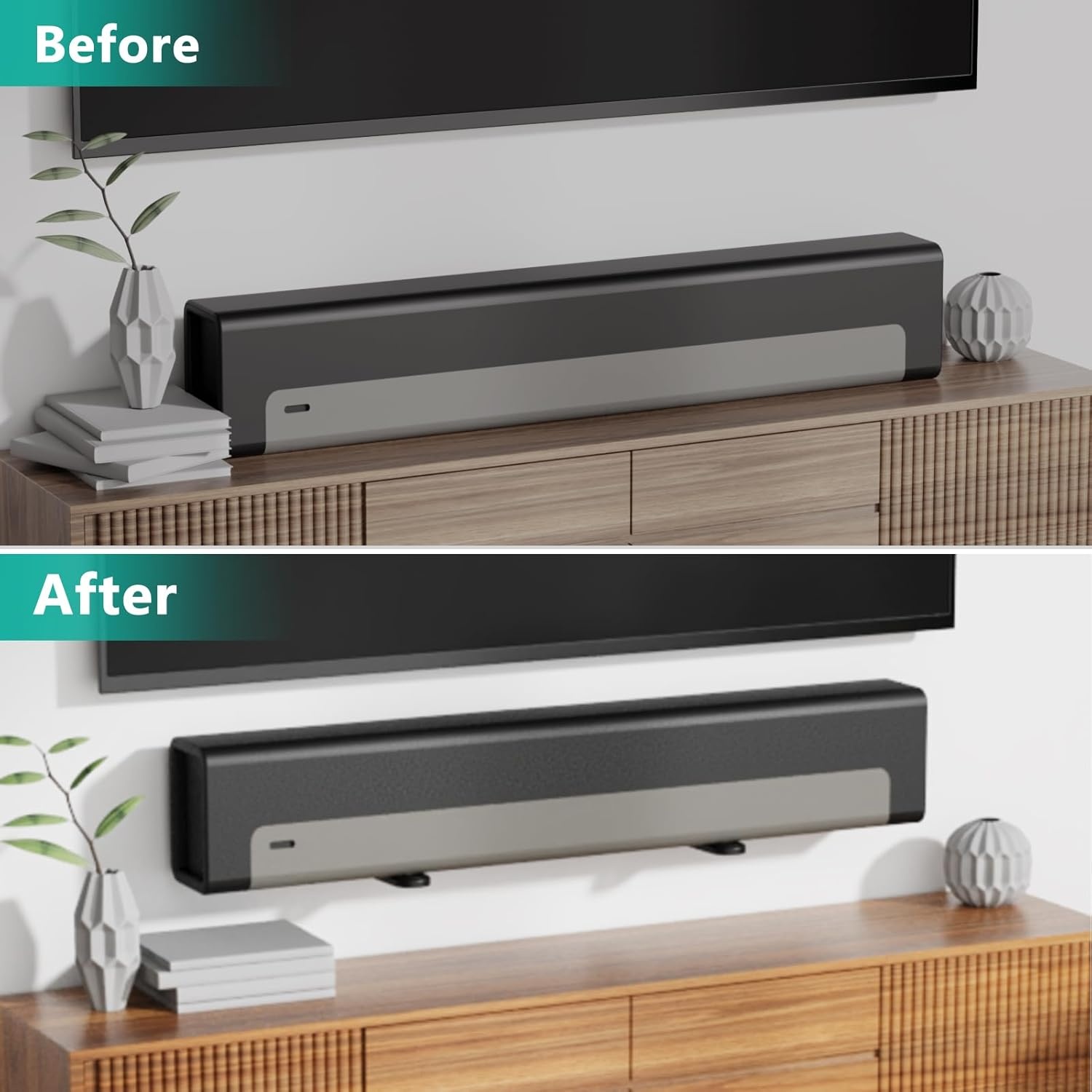image:imageWALI Center Channel Speaker Wall Mount Universal Soundbar Wall Mount Bracket Hold up to 30 lbs Arms Extend Adjustment from 7 to 115 inch SLK201 Black51 inch