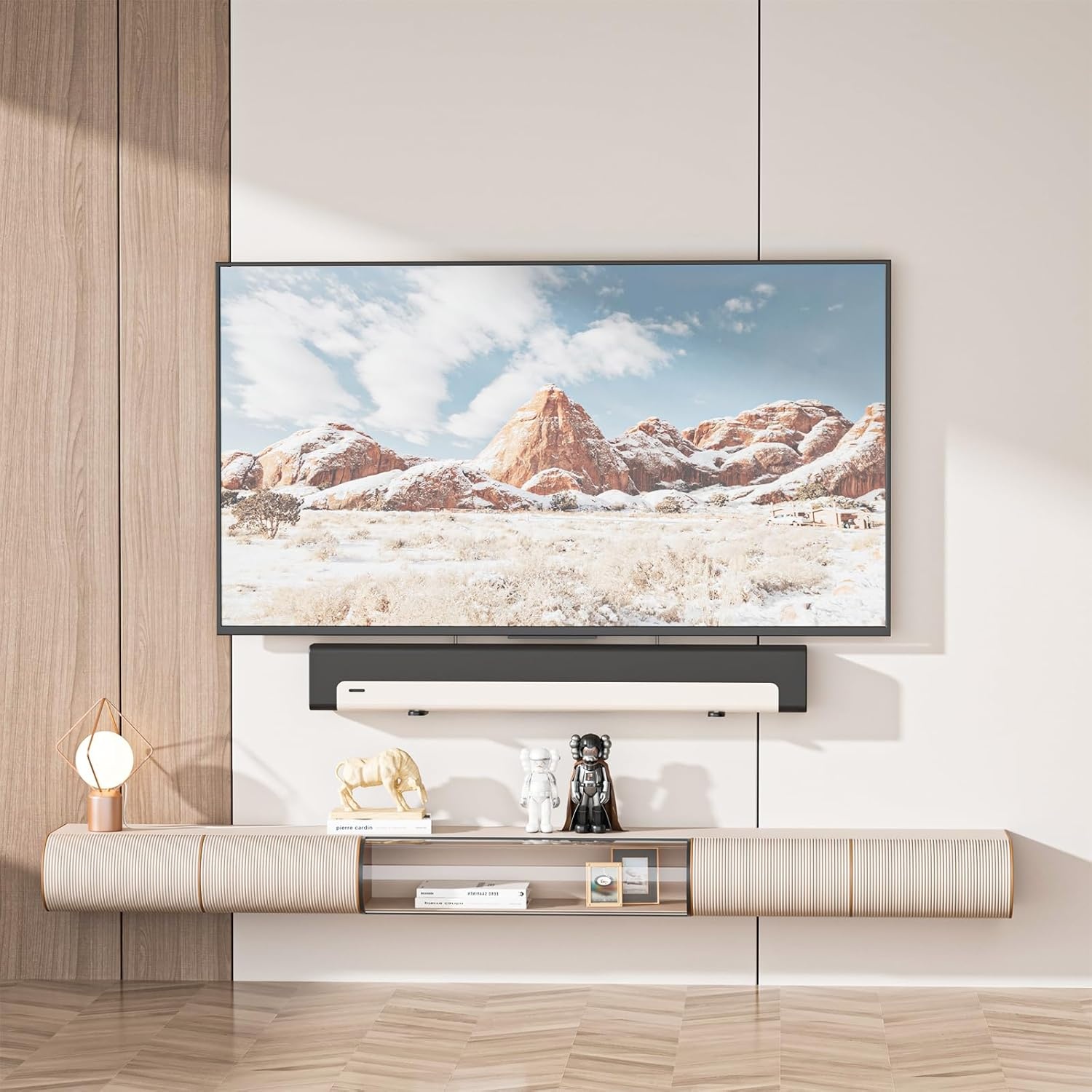 image:imageWALI Center Channel Speaker Wall Mount Universal Soundbar Wall Mount Bracket Hold up to 30 lbs Arms Extend Adjustment from 7 to 115 inch SLK201 Black51 inch