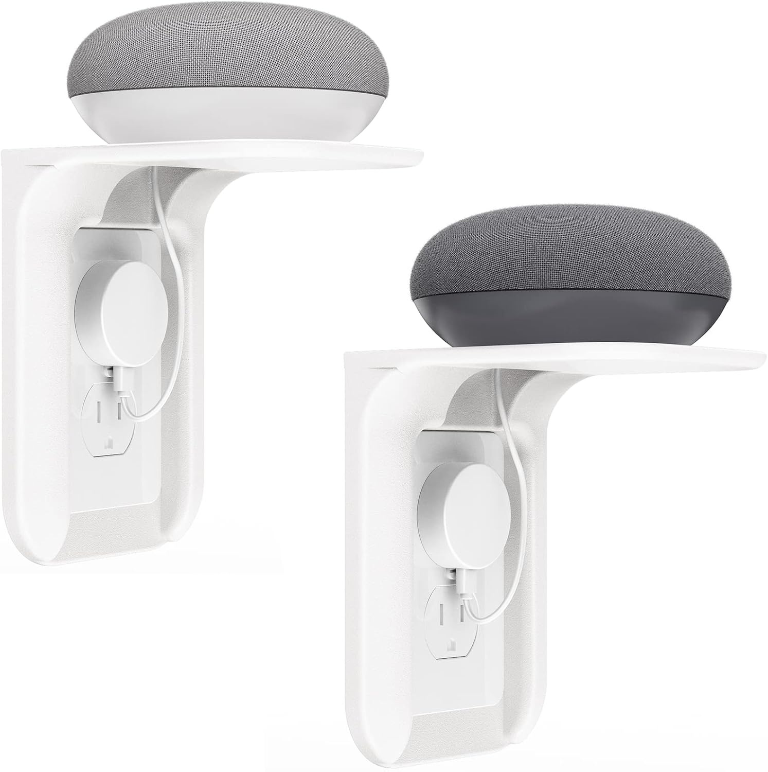 image:imageWALI Outlet Shelf Wall Holder Fit for Duplex GFCI Decorative Outlet Shell A Space Saving for Smart Home Speaker Mounts up to 20lbs with Cable Management OSH002W WhiteWhite2 Packs
