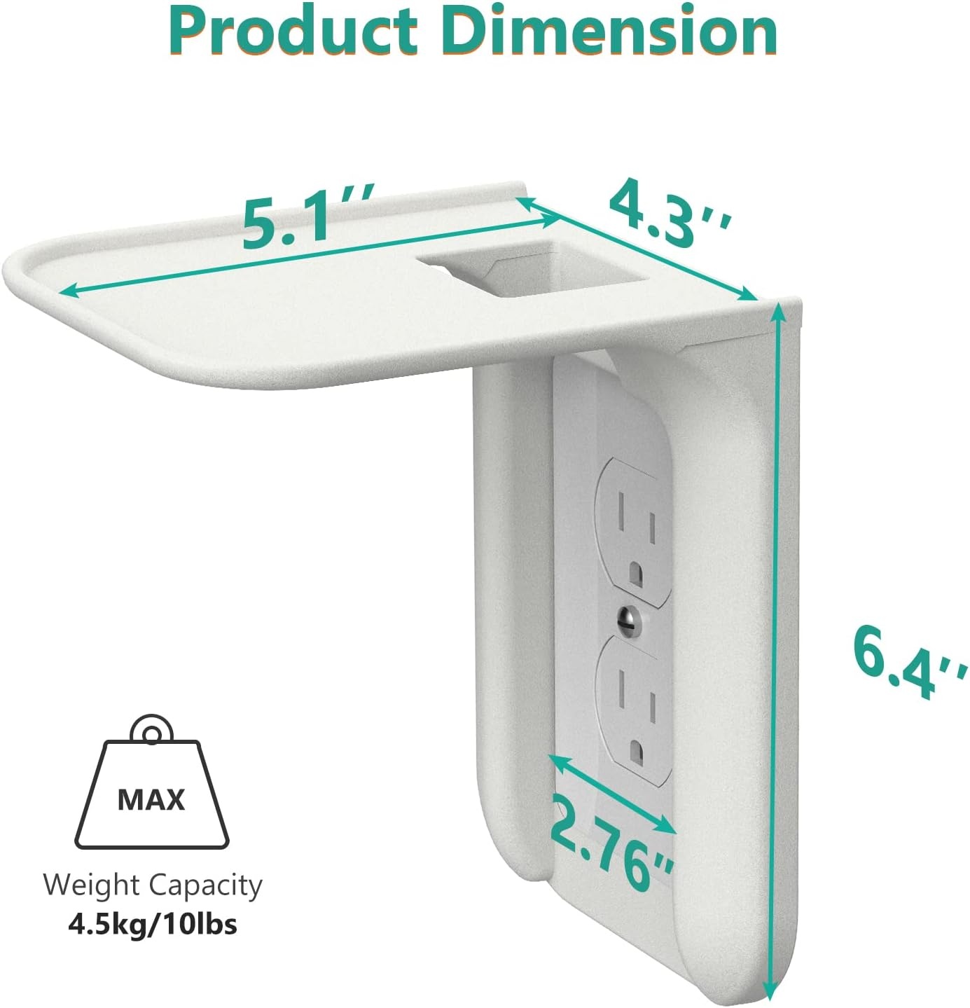 image:imageWALI Outlet Shelf Wall Holder Fit for Duplex GFCI Decorative Outlet Shell A Space Saving for Smart Home Speaker Mounts up to 20lbs with Cable Management OSH002W WhiteWhite2 Packs