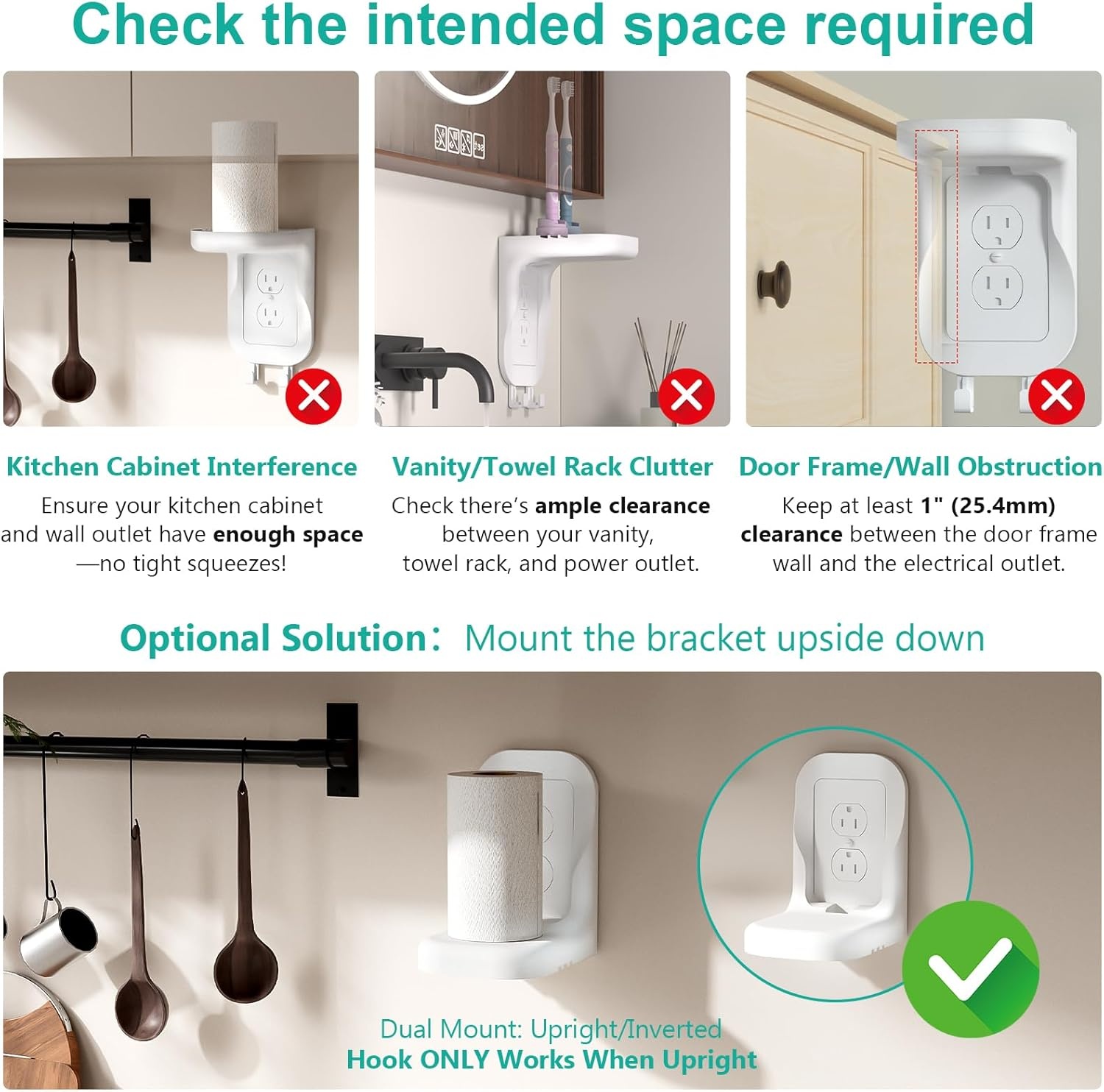 image:imageWALI Outlet Shelf Wall Holder Fit for Duplex GFCI Decorative Outlet Shell A Space Saving for Smart Home Speaker Mounts up to 20lbs with Cable Management OSH002W WhiteWhite2 Packs