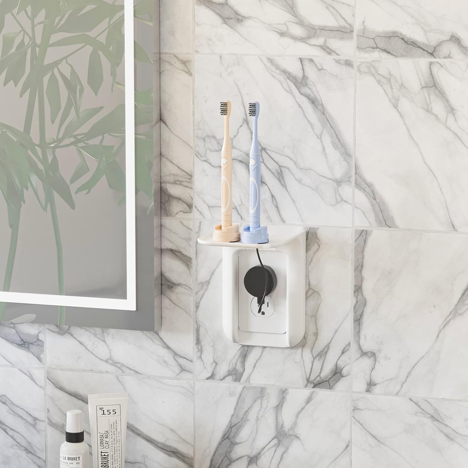 image:imageWALI Outlet Shelf Wall Holder Fit for Duplex GFCI Decorative Outlet Shell A Space Saving for Smart Home Speaker Mounts up to 20lbs with Cable Management OSH002W WhiteWhite2 Packs