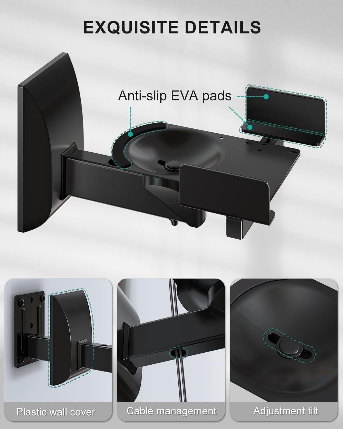 image:imageWALI Speaker Wall Mount Surround Sound Speaker Stand with Adjustable Swivel Tilt Angle Small Bookshelf Speaker Mount for Living Room Home Theater Hold up to 77 Lbs SWM202 2 Pack BlackStandard