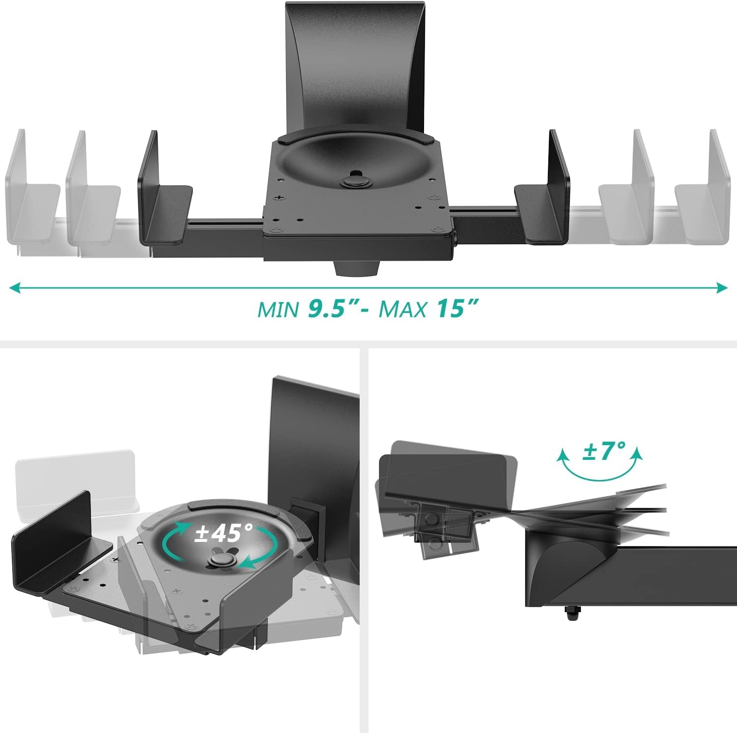 image:imageWALI Speaker Wall Mount Surround Sound Speaker Stand with Adjustable Swivel Tilt Angle Small Bookshelf Speaker Mount for Living Room Home Theater Hold up to 77 Lbs SWM602 5 Pack BlackLarger