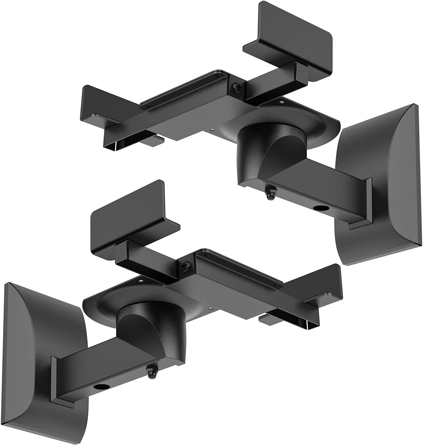 image:imageWALI Speaker Wall Mount Surround Sound Speaker Stand with Adjustable Swivel Tilt Angle Small Bookshelf Speaker Mount for Living Room Home Theater Hold up to 77 Lbs SWM202 2 Pack BlackLarger