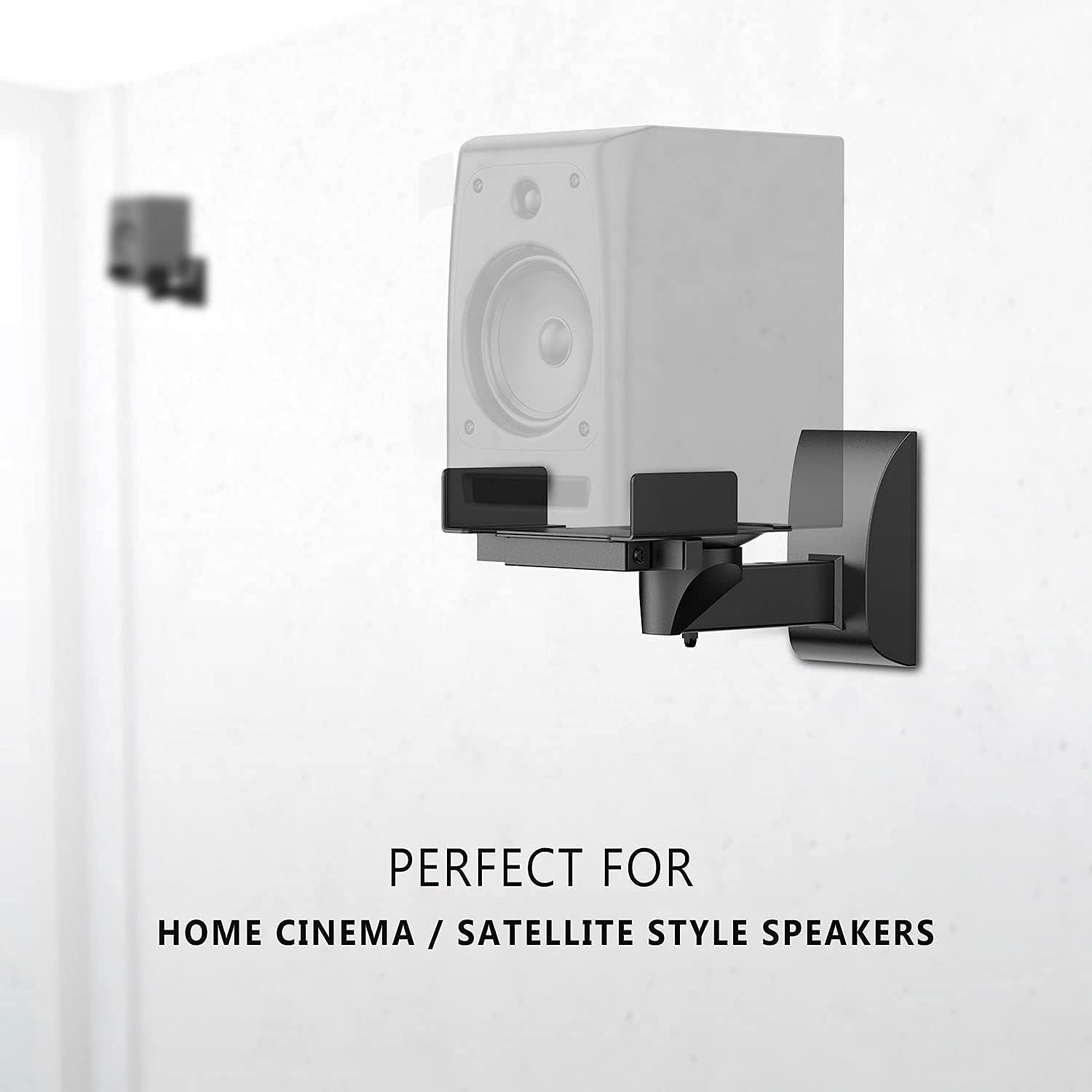 image:imageWALI Speaker Wall Mount Surround Sound Speaker Stand with Adjustable Swivel Tilt Angle Small Bookshelf Speaker Mount for Living Room Home Theater Hold up to 77 Lbs SWM602 5 Pack BlackLarger
