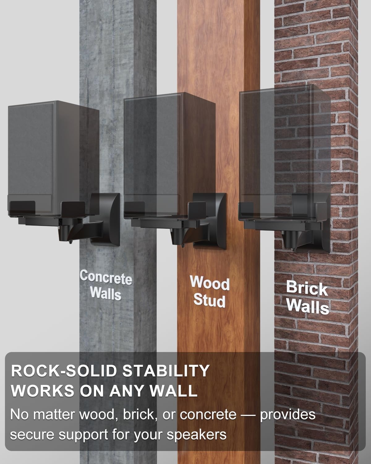 image:imageWALI Speaker Wall Mount Surround Sound Speaker Stand with Adjustable Swivel Tilt Angle Small Bookshelf Speaker Mount for Living Room Home Theater Hold up to 77 Lbs SWM202 2 Pack BlackStandard