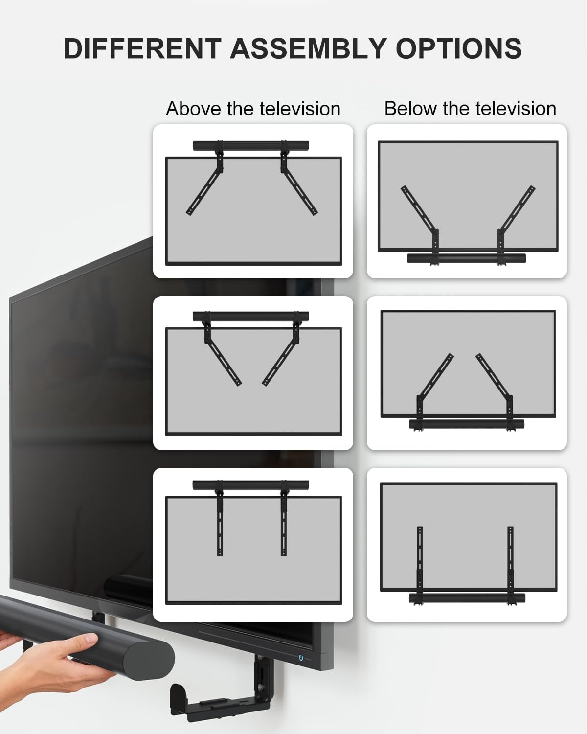 image:imageWALI Universal Soundbar Mount for TV HeavyDuty Bracket for Mounting Above or Below Screen Length Up to 167Fits SamsungSonyBoseLGVizioRokuVizioBose amp More SBR206Length Up to 167