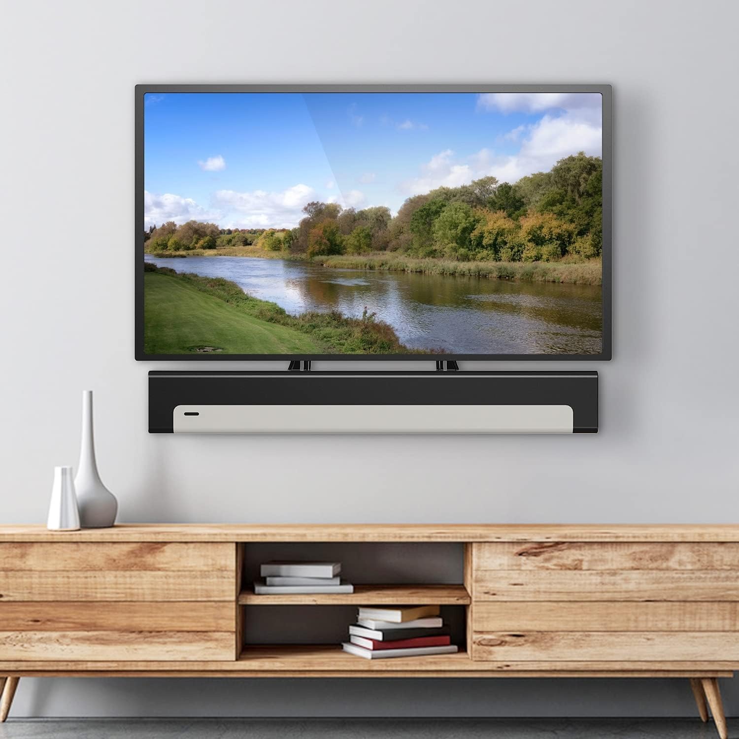 image:imageWALI Universal Soundbar Mount for TV HeavyDuty Bracket for Mounting Above or Below Screen Length Up to 167Fits SamsungSonyBoseLGVizioRokuVizioBose amp More SBR206Length Up to 17