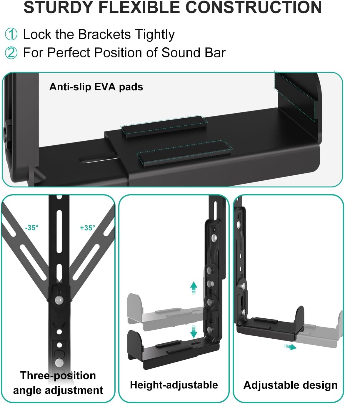 image:imageWALI Universal Soundbar Mount for TV HeavyDuty Bracket for Mounting Above or Below Screen Length Up to 167Fits SamsungSonyBoseLGVizioRokuVizioBose amp More SBR206Length Up to 167