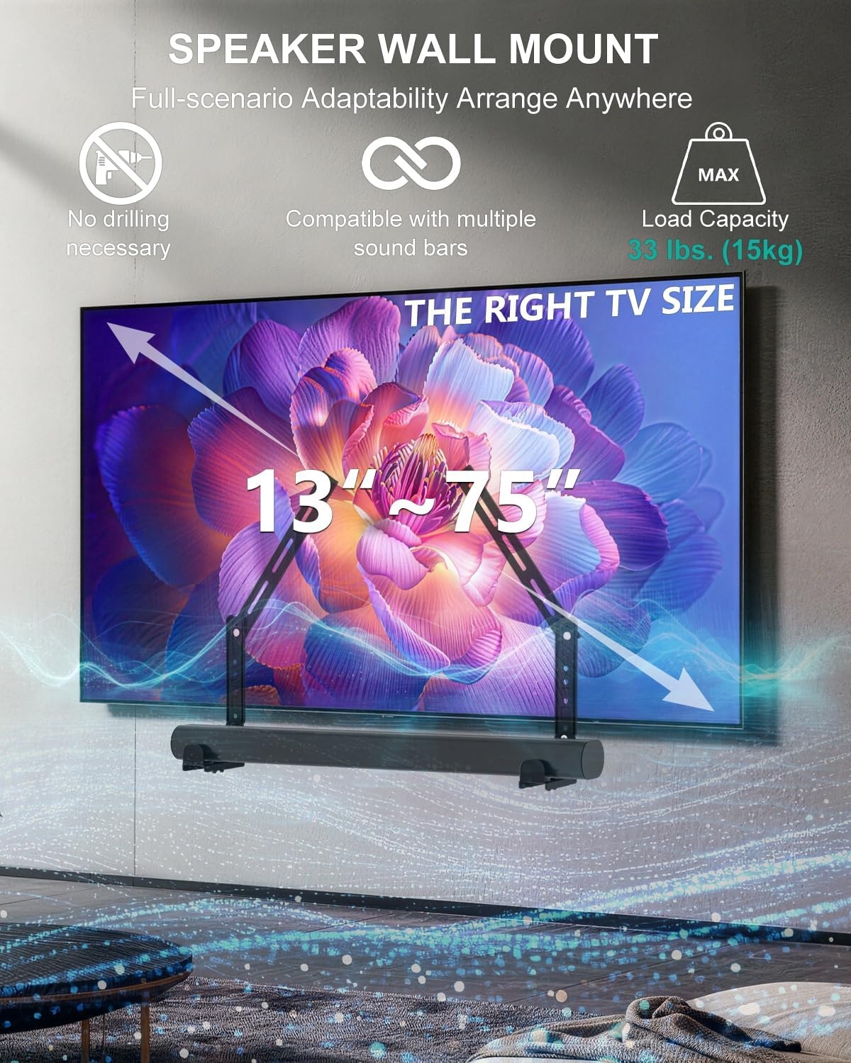 image:imageWALI Universal Soundbar Mount for TV HeavyDuty Bracket for Mounting Above or Below Screen Length Up to 167Fits SamsungSonyBoseLGVizioRokuVizioBose amp More SBR206Length Up to 167