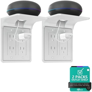 image:imageWALI Outlet Shelf Wall Holder Fit for Duplex GFCI Decorative Outlet Shell A Space Saving for Smart Home Speaker Mounts up to 20lbs with Cable Management OSH002W WhiteWhite2 Packs