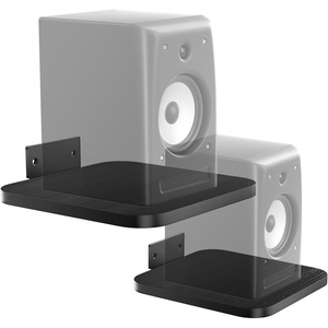 image:imageWALI Speaker Wall Mount Heavy Duty Bookshelf Speaker Floating Wall Shelves Surround Sound Speakers Stand for Living Room Home Theater and Gaming Room Holds up to 55 Lbs SWM302W 1 Pair WhiteBlack