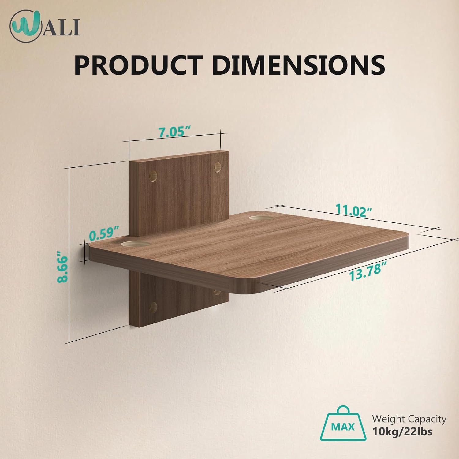 image:imageWALI Floating TV Shelf 2 Tier Projector Shelf for DVD Players Routers Game Consoles Cable Boxes Living Room Decor Accessories Wall Mount Shelves Holds Up to 22lbs CS202N 2Shelf Walnut BrownWalnut Brown