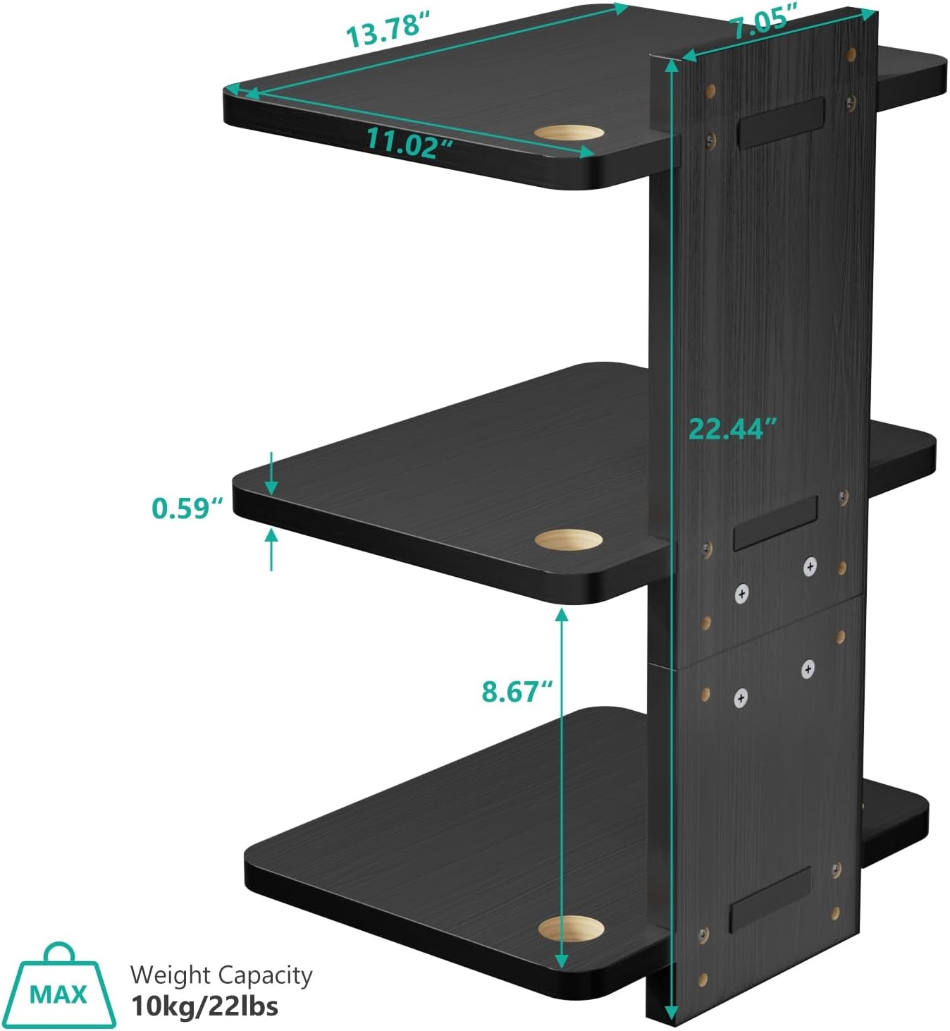 image:imageWALI Floating TV Shelf 2 Tier Projector Shelf for DVD Players Routers Game Consoles Cable Boxes Living Room Decor Accessories Wall Mount Shelves Holds Up to 22lbs CS202N 2Shelf Walnut BrownBlack