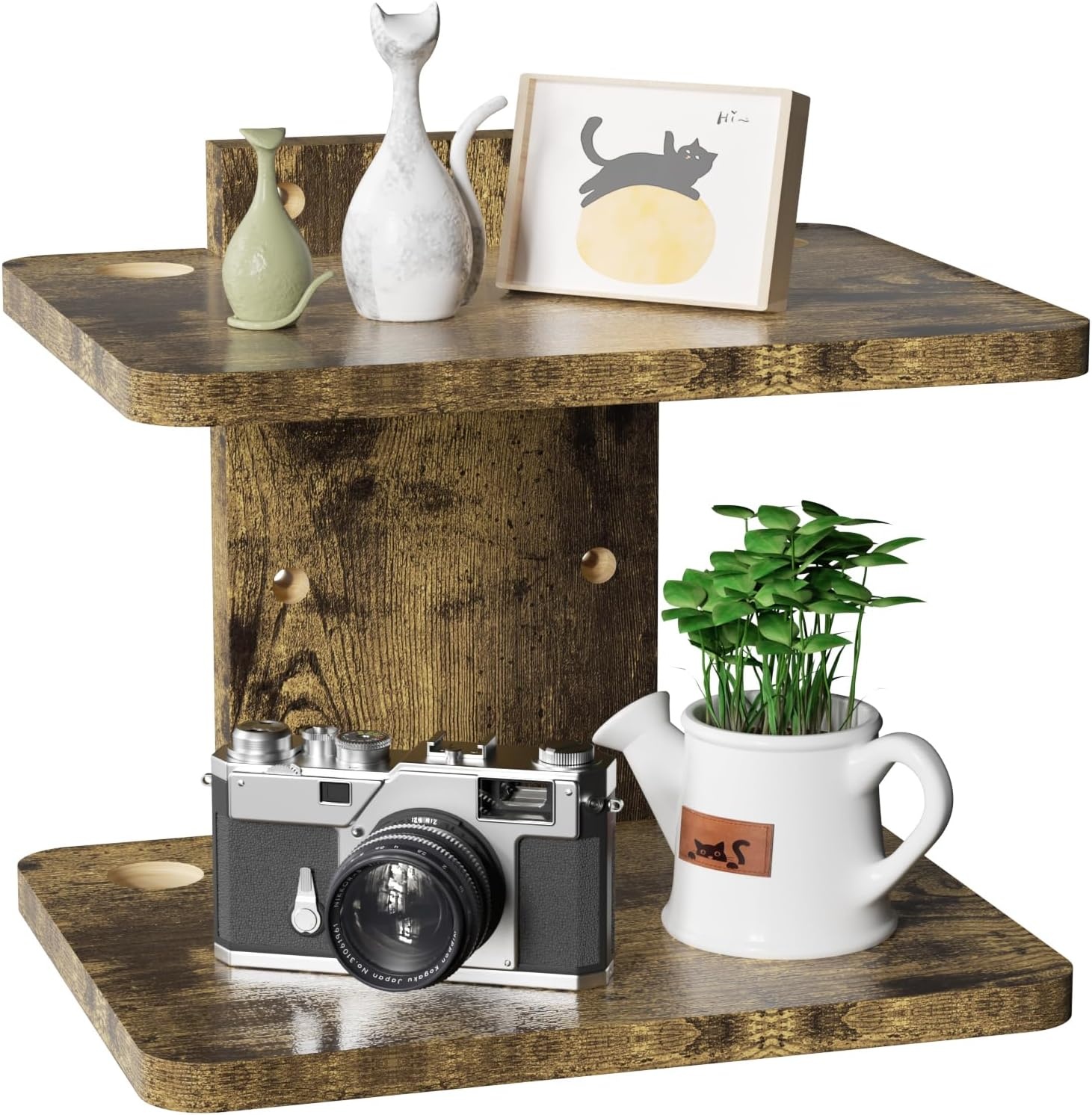 image:imageWALI Floating TV Shelf 2 Tier Projector Shelf for DVD Players Routers Game Consoles Cable Boxes Living Room Decor Accessories Wall Mount Shelves Holds Up to 22lbs CS202N 2Shelf Walnut BrownVintage Brown