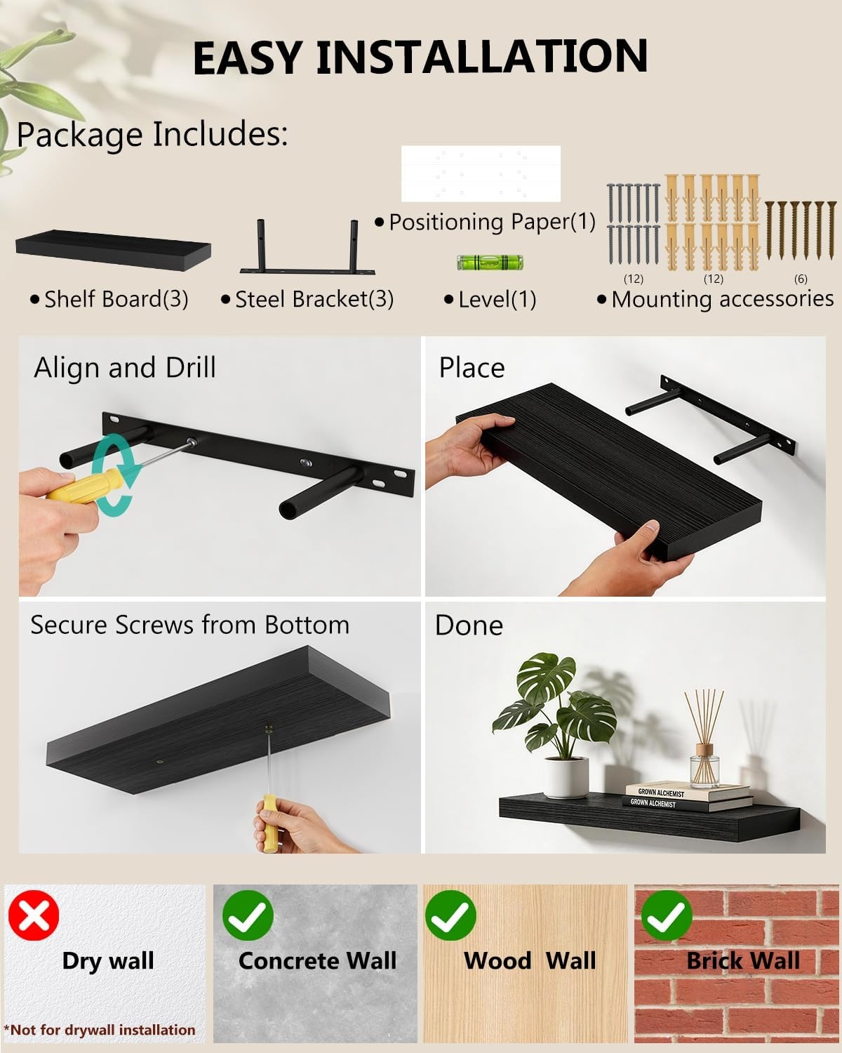 image:imageWALI Floating TV Shelf 2 Tier Projector Shelf for DVD Players Routers Game Consoles Cable Boxes Living Room Decor Accessories Wall Mount Shelves Holds Up to 22lbs CS202N 2Shelf Walnut BrownBlack