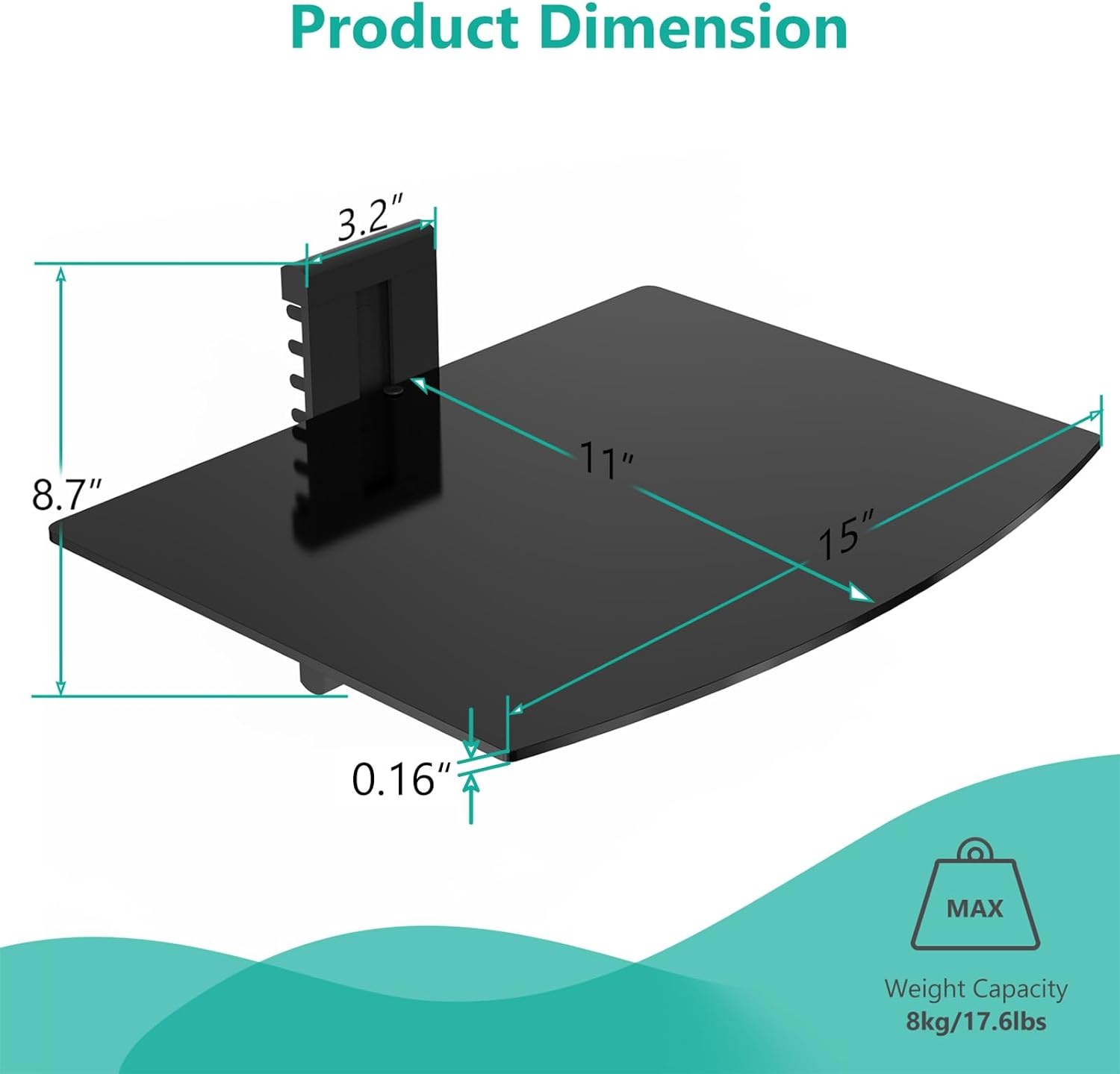image:imageWALI Floating TV Shelf 2 Tier Projector Shelf for DVD Players Routers Game Consoles Cable Boxes Living Room Decor Accessories Wall Mount Shelves Holds Up to 22lbs CS202N 2Shelf Walnut BrownGlass Black