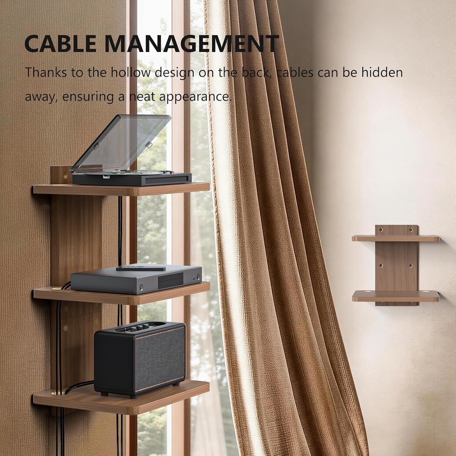 image:imageWALI Floating TV Shelf 2 Tier Projector Shelf for DVD Players Routers Game Consoles Cable Boxes Living Room Decor Accessories Wall Mount Shelves Holds Up to 22lbs CS202N 2Shelf Walnut BrownWalnut Brown