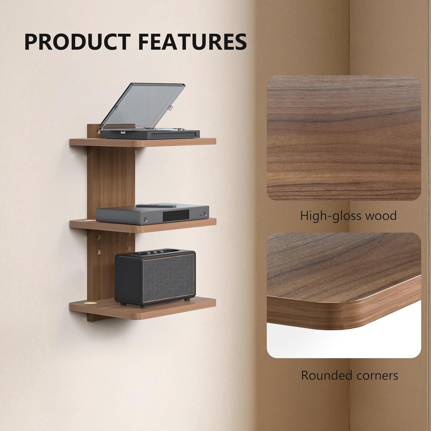 image:imageWALI Floating TV Shelf 2 Tier Projector Shelf for DVD Players Routers Game Consoles Cable Boxes Living Room Decor Accessories Wall Mount Shelves Holds Up to 22lbs CS202N 2Shelf Walnut BrownWalnut Brown