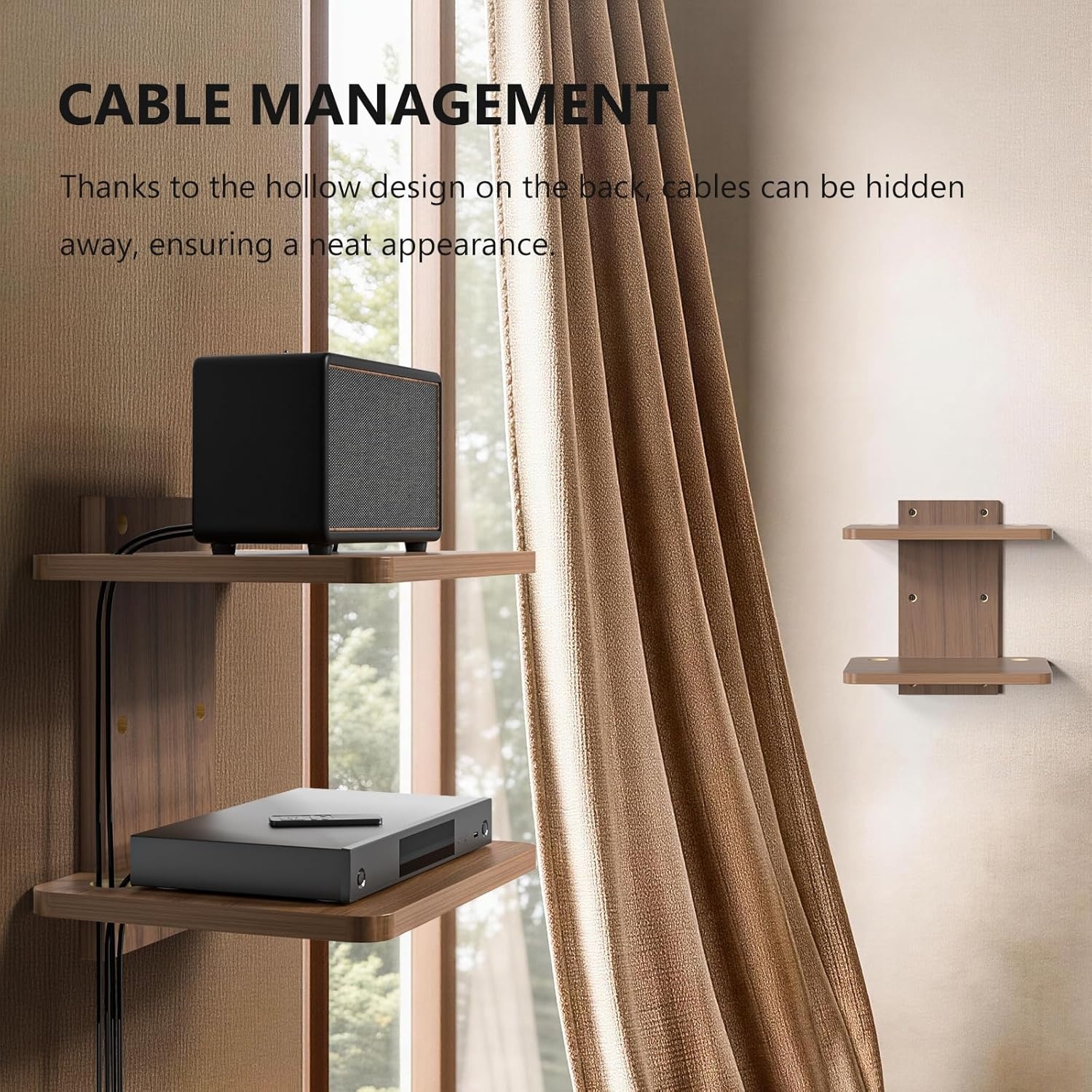 image:imageWALI Floating TV Shelf 2 Tier Projector Shelf for DVD Players Routers Game Consoles Cable Boxes Living Room Decor Accessories Wall Mount Shelves Holds Up to 22lbs CS202N 2Shelf Walnut BrownWalnut Brown