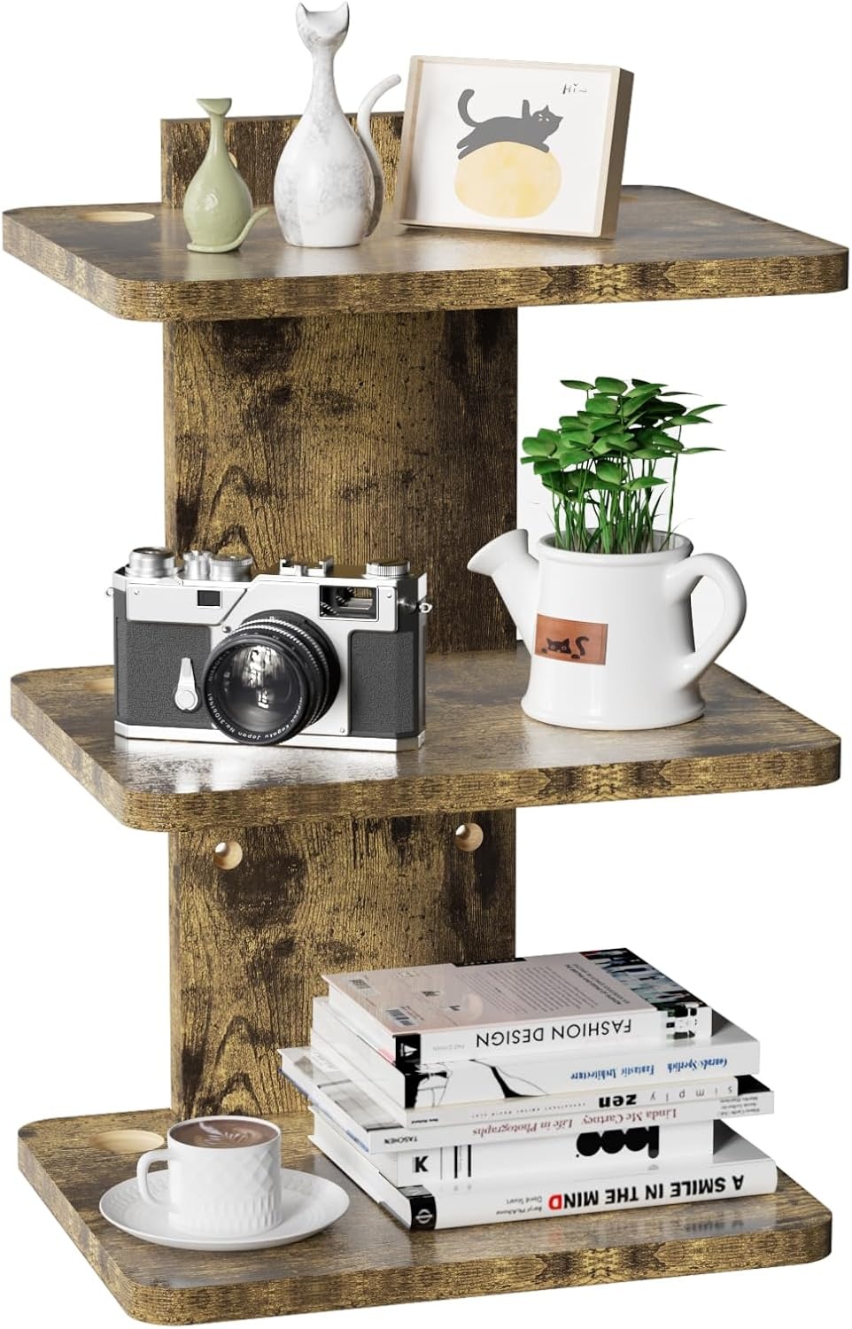 image:imageWALI Floating TV Shelf 2 Tier Projector Shelf for DVD Players Routers Game Consoles Cable Boxes Living Room Decor Accessories Wall Mount Shelves Holds Up to 22lbs CS202N 2Shelf Walnut BrownVintage Brown
