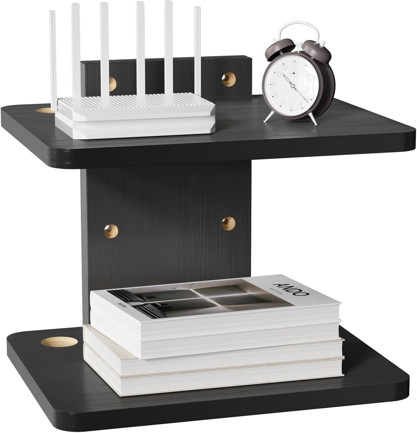 image:imageWALI Floating TV Shelf 2 Tier Projector Shelf for DVD Players Routers Game Consoles Cable Boxes Living Room Decor Accessories Wall Mount Shelves Holds Up to 22lbs CS202N 2Shelf Walnut BrownBlack