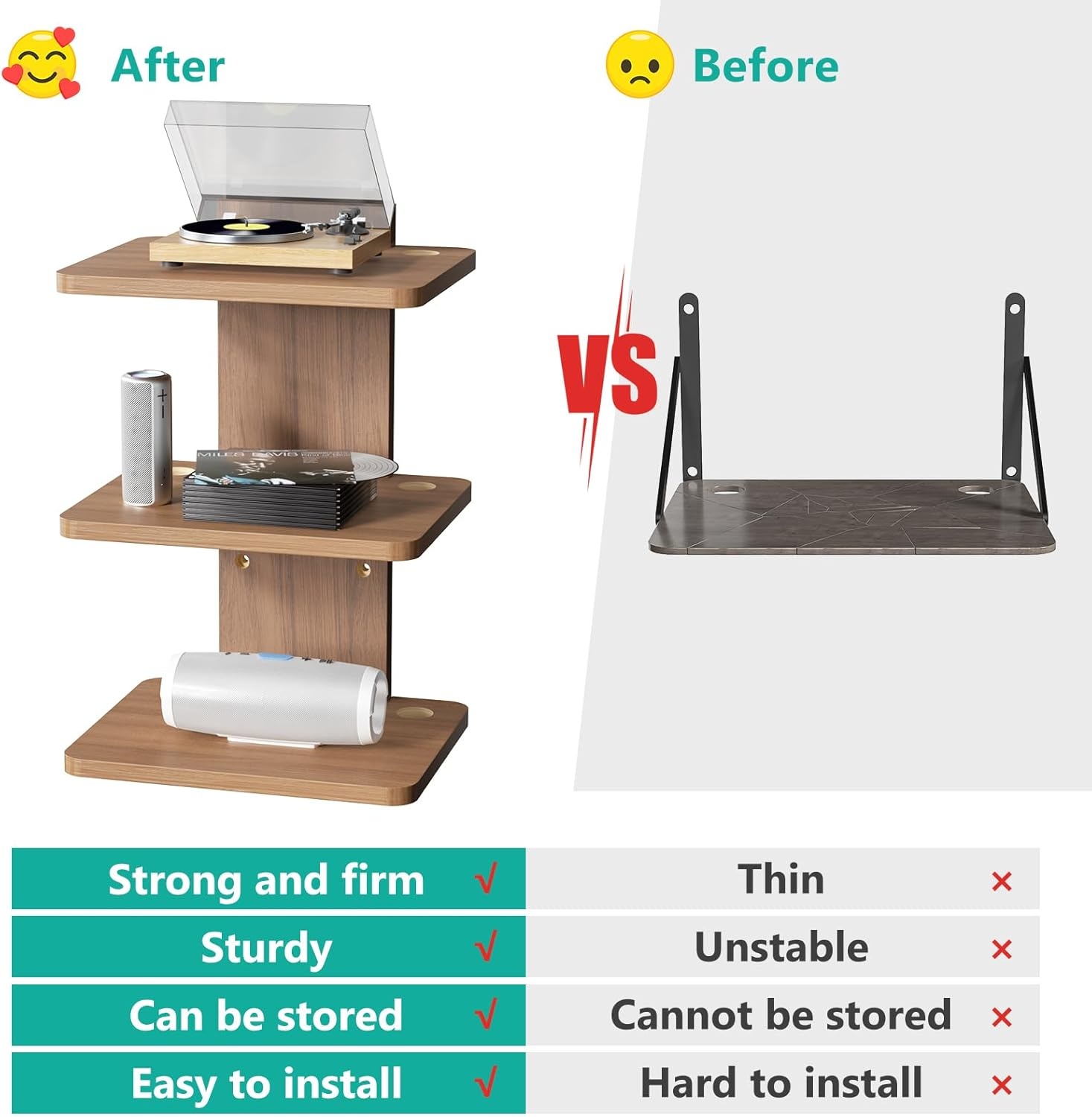 image:imageWALI Floating TV Shelf 2 Tier Projector Shelf for DVD Players Routers Game Consoles Cable Boxes Living Room Decor Accessories Wall Mount Shelves Holds Up to 22lbs CS202N 2Shelf Walnut BrownWalnut Brown