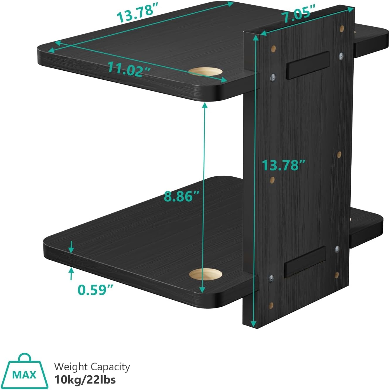 image:imageWALI Floating TV Shelf 2 Tier Projector Shelf for DVD Players Routers Game Consoles Cable Boxes Living Room Decor Accessories Wall Mount Shelves Holds Up to 22lbs CS202N 2Shelf Walnut BrownBlack