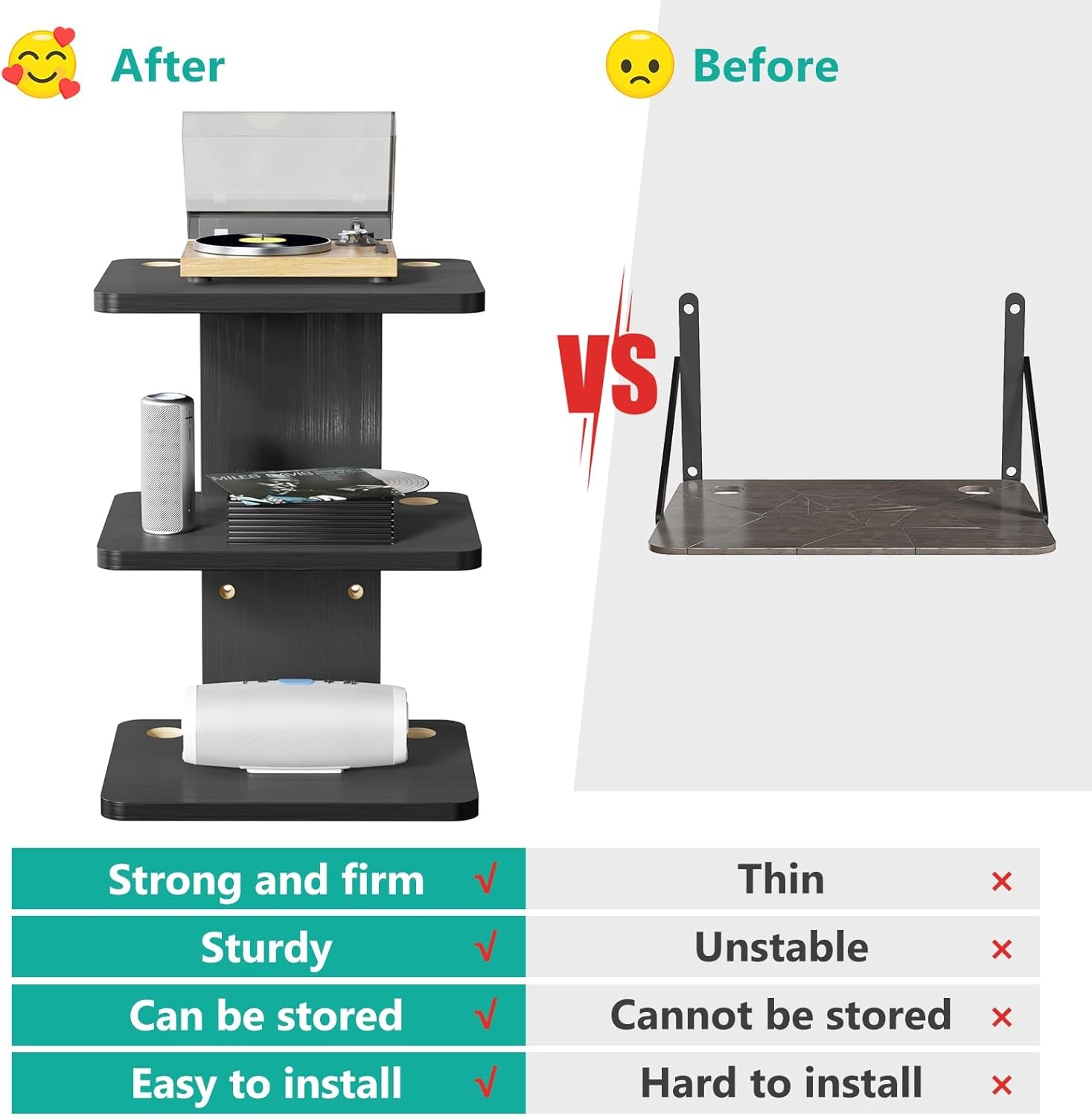 image:imageWALI Floating TV Shelf 2 Tier Projector Shelf for DVD Players Routers Game Consoles Cable Boxes Living Room Decor Accessories Wall Mount Shelves Holds Up to 22lbs CS202N 2Shelf Walnut BrownBlack