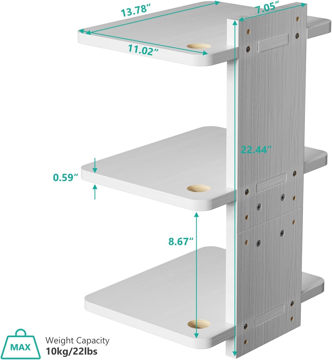 image:imageWALI Floating TV Shelf 2 Tier Projector Shelf for DVD Players Routers Game Consoles Cable Boxes Living Room Decor Accessories Wall Mount Shelves Holds Up to 22lbs CS202N 2Shelf Walnut BrownWhite