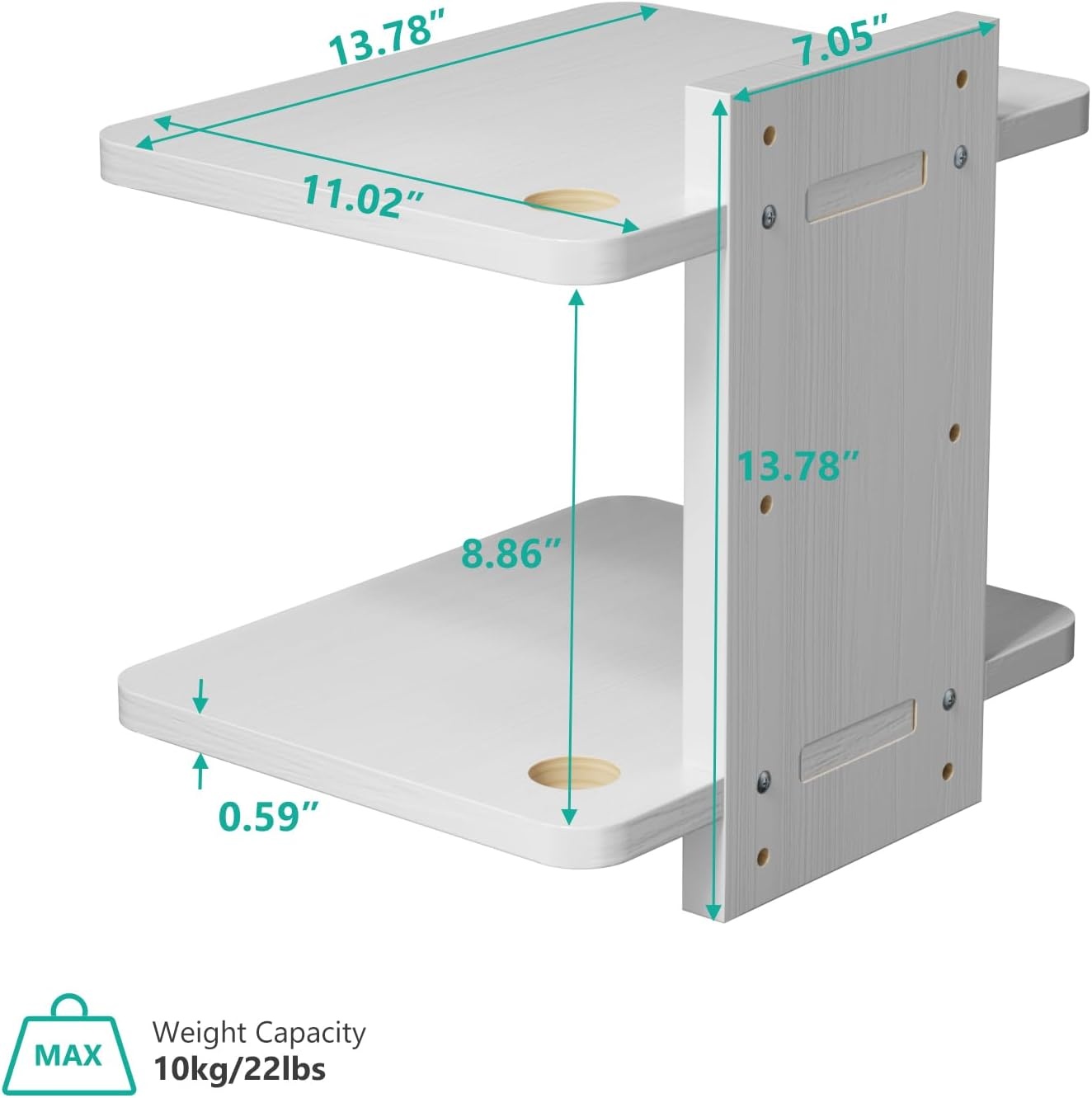 image:imageWALI Floating TV Shelf 2 Tier Projector Shelf for DVD Players Routers Game Consoles Cable Boxes Living Room Decor Accessories Wall Mount Shelves Holds Up to 22lbs CS202N 2Shelf Walnut BrownWhite