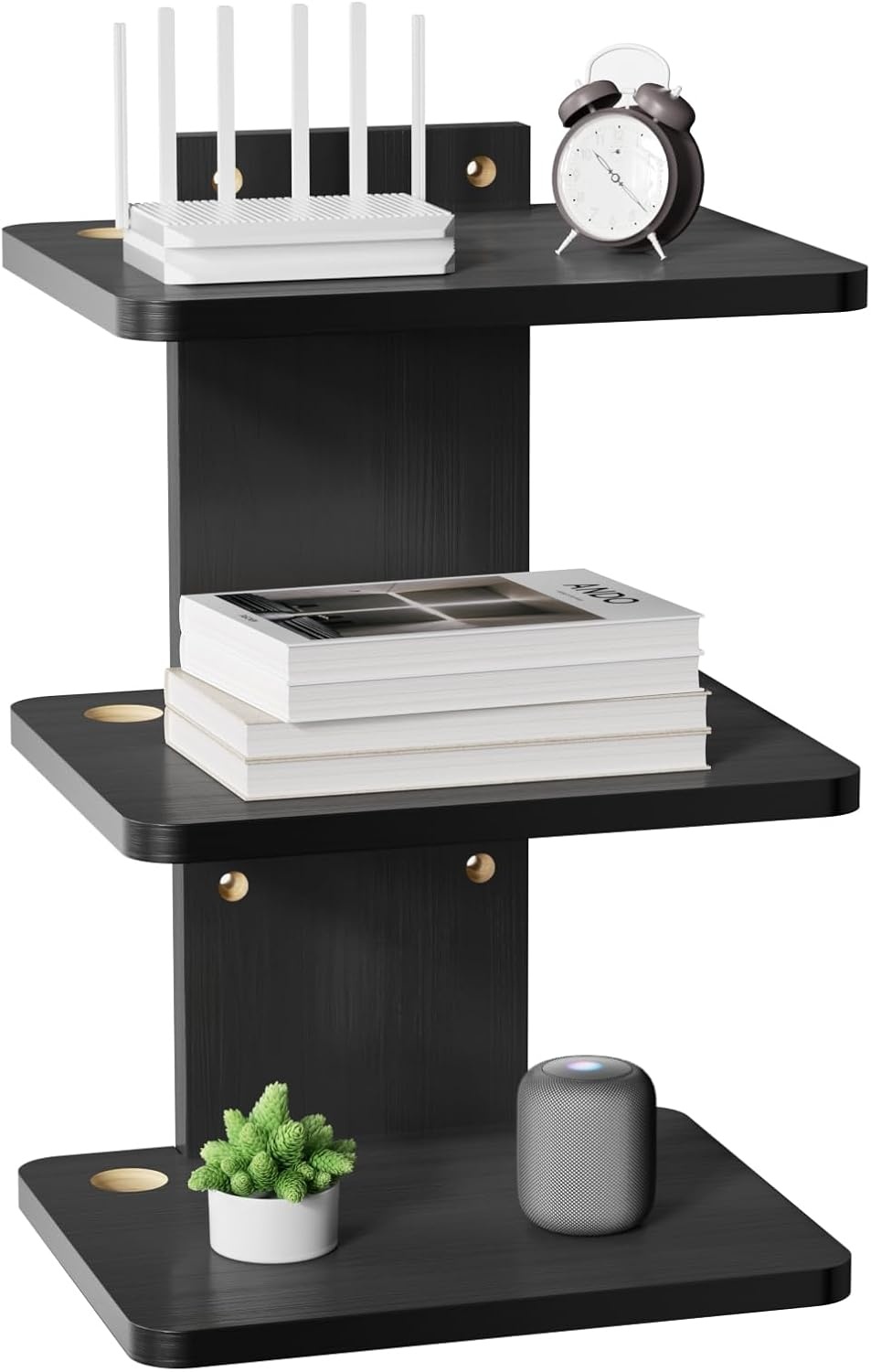 image:imageWALI Floating TV Shelf 2 Tier Projector Shelf for DVD Players Routers Game Consoles Cable Boxes Living Room Decor Accessories Wall Mount Shelves Holds Up to 22lbs CS202N 2Shelf Walnut BrownBlack