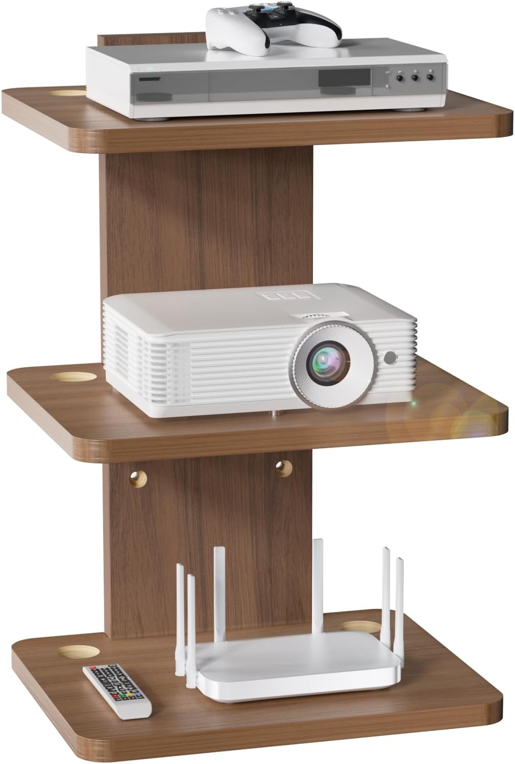 image:imageWALI Floating TV Shelf 2 Tier Projector Shelf for DVD Players Routers Game Consoles Cable Boxes Living Room Decor Accessories Wall Mount Shelves Holds Up to 22lbs CS202N 2Shelf Walnut BrownWalnut Brown