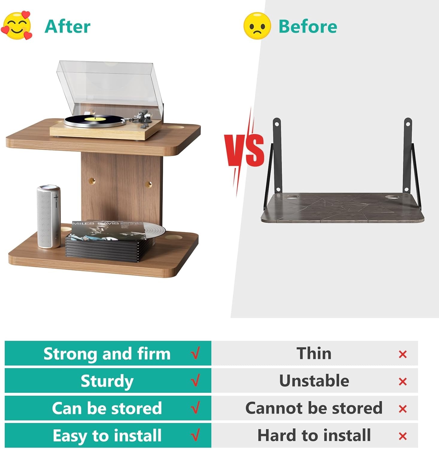 image:imageWALI Floating TV Shelf 2 Tier Projector Shelf for DVD Players Routers Game Consoles Cable Boxes Living Room Decor Accessories Wall Mount Shelves Holds Up to 22lbs CS202N 2Shelf Walnut BrownWalnut Brown