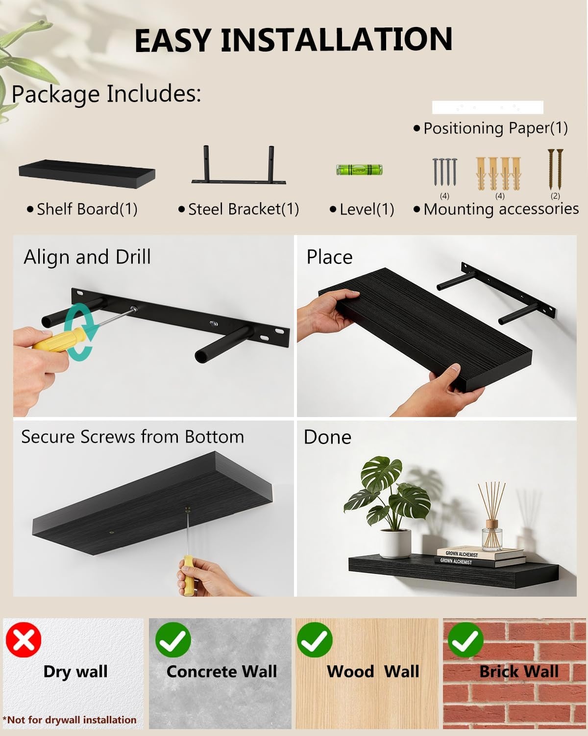 image:imageWALI Floating TV Shelf 2 Tier Projector Shelf for DVD Players Routers Game Consoles Cable Boxes Living Room Decor Accessories Wall Mount Shelves Holds Up to 22lbs CS202N 2Shelf Walnut BrownBlack
