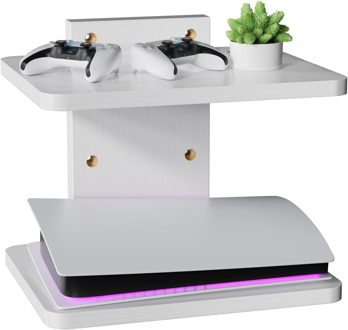 image:imageWALI Floating TV Shelf 2 Tier Projector Shelf for DVD Players Routers Game Consoles Cable Boxes Living Room Decor Accessories Wall Mount Shelves Holds Up to 22lbs CS202N 2Shelf Walnut BrownWhite