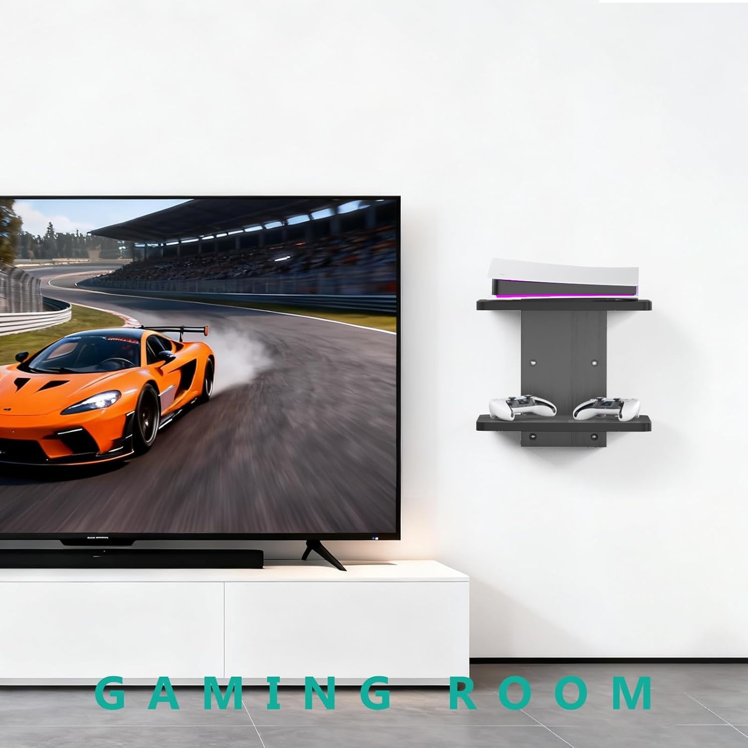 image:imageWALI Floating TV Shelf 2 Tier Projector Shelf for DVD Players Routers Game Consoles Cable Boxes Living Room Decor Accessories Wall Mount Shelves Holds Up to 22lbs CS202N 2Shelf Walnut BrownBlack