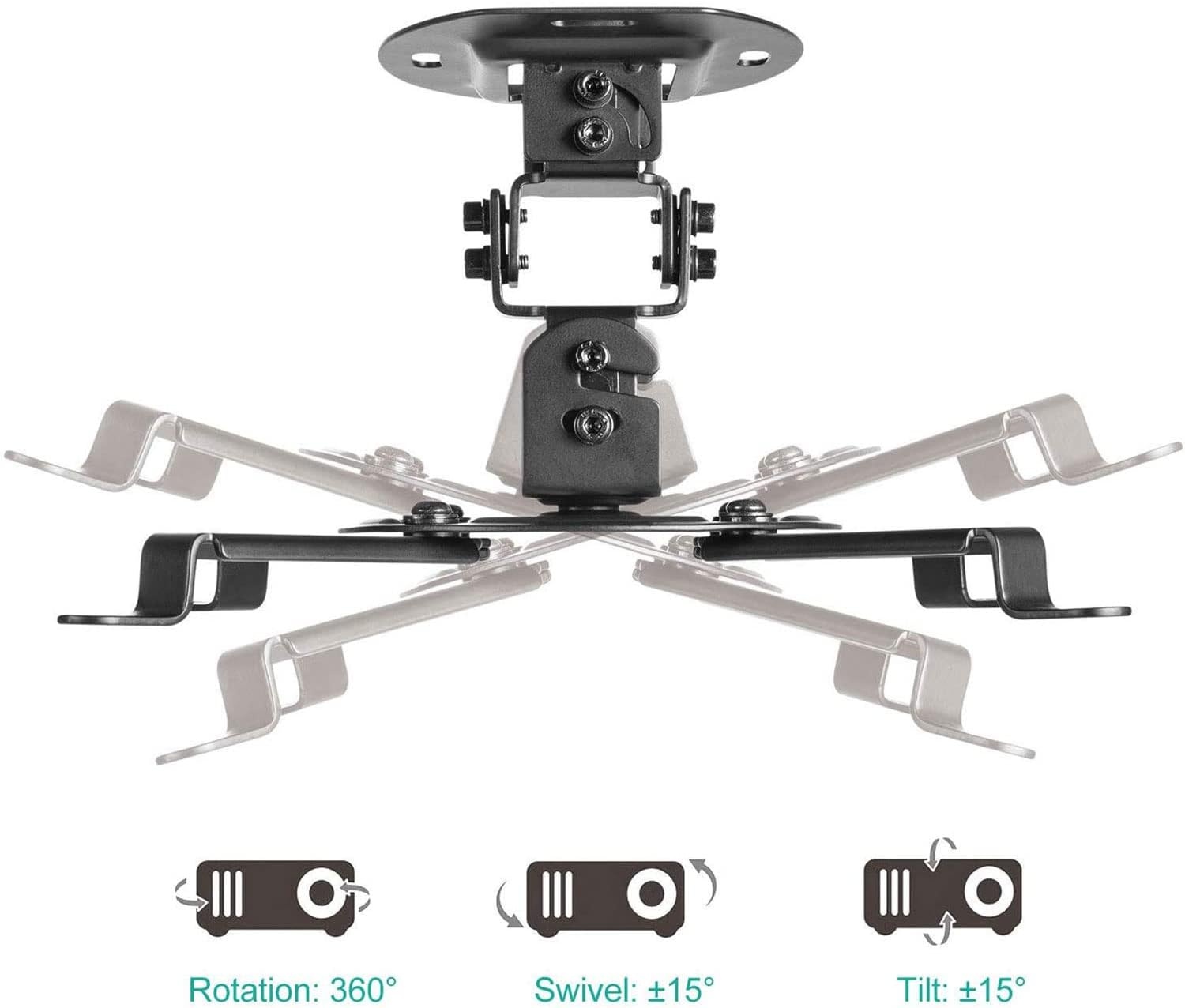 image:imageWALI Projector Ceiling Mount Tray Height Adjustable Wall Mount Holder for Projectors Hidden Cable Management Fits Projectors up to 22lbs 137 x 86 Platform White PM005WBlack