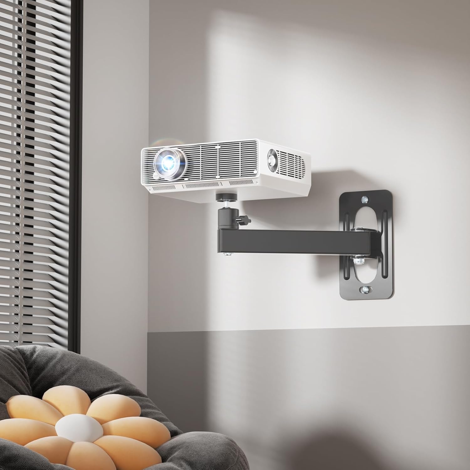 image:imageWALI Projector Ceiling Mount Tray Height Adjustable Wall Mount Holder for Projectors Hidden Cable Management Fits Projectors up to 22lbs 137 x 86 Platform White PM005WBlack