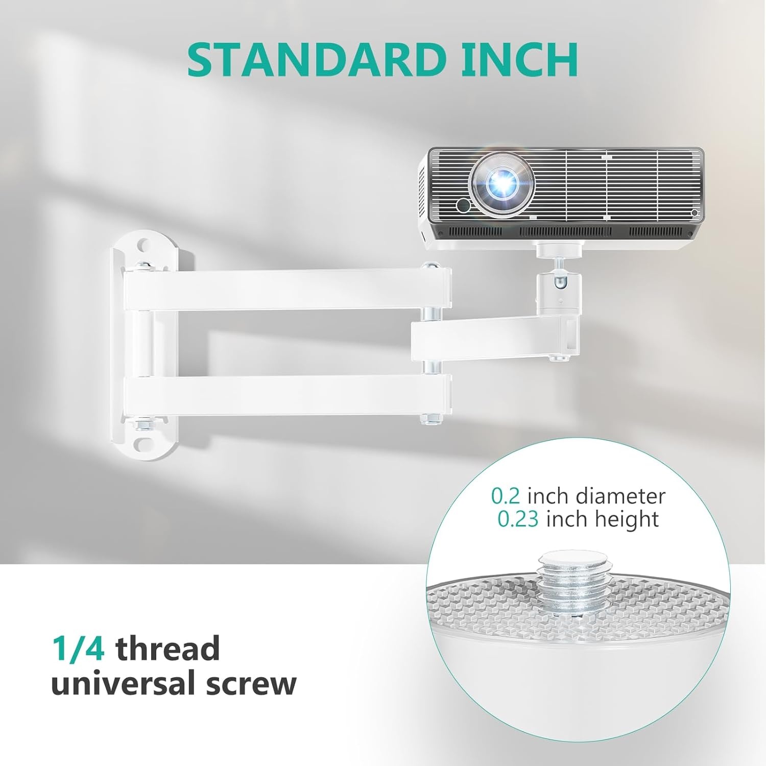 image:imageWALI Projector Ceiling Mount Tray Height Adjustable Wall Mount Holder for Projectors Hidden Cable Management Fits Projectors up to 22lbs 137 x 86 Platform White PM005WWhite