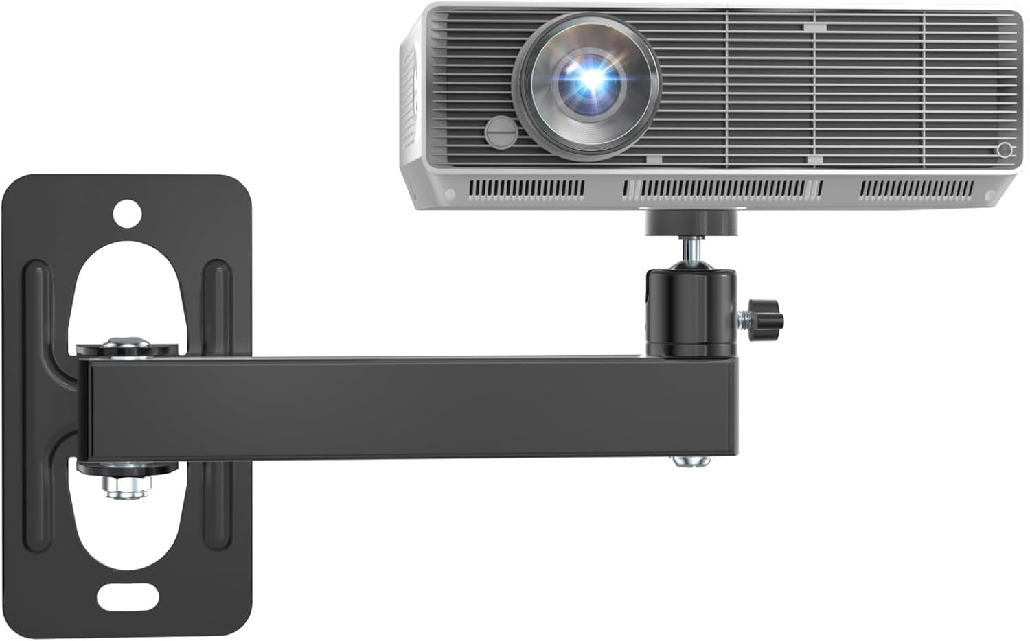 image:imageWALI Projector Ceiling Mount Tray Height Adjustable Wall Mount Holder for Projectors Hidden Cable Management Fits Projectors up to 22lbs 137 x 86 Platform White PM005WBlack