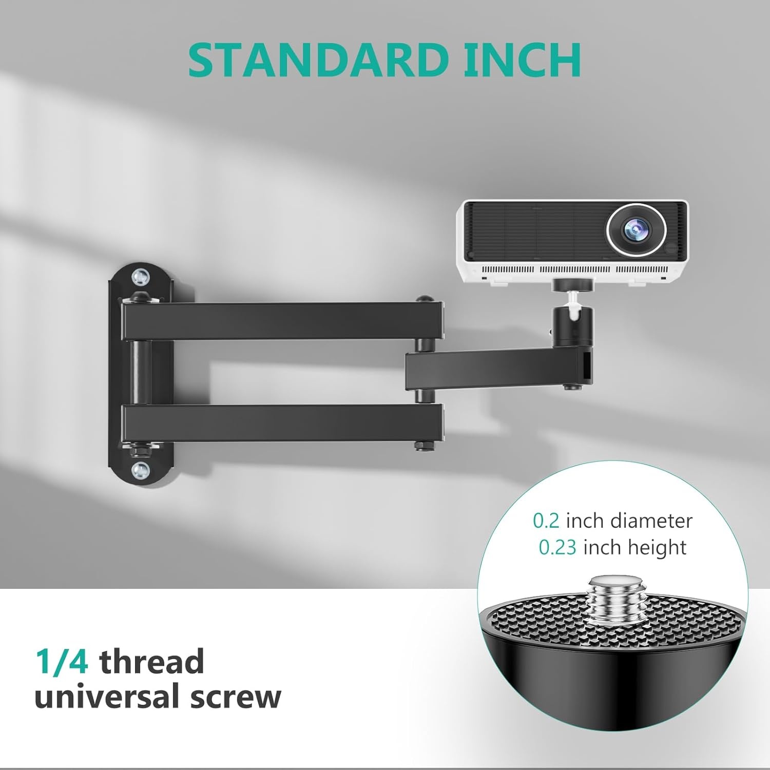 image:imageWALI Projector Ceiling Mount Tray Height Adjustable Wall Mount Holder for Projectors Hidden Cable Management Fits Projectors up to 22lbs 137 x 86 Platform White PM005WBlack