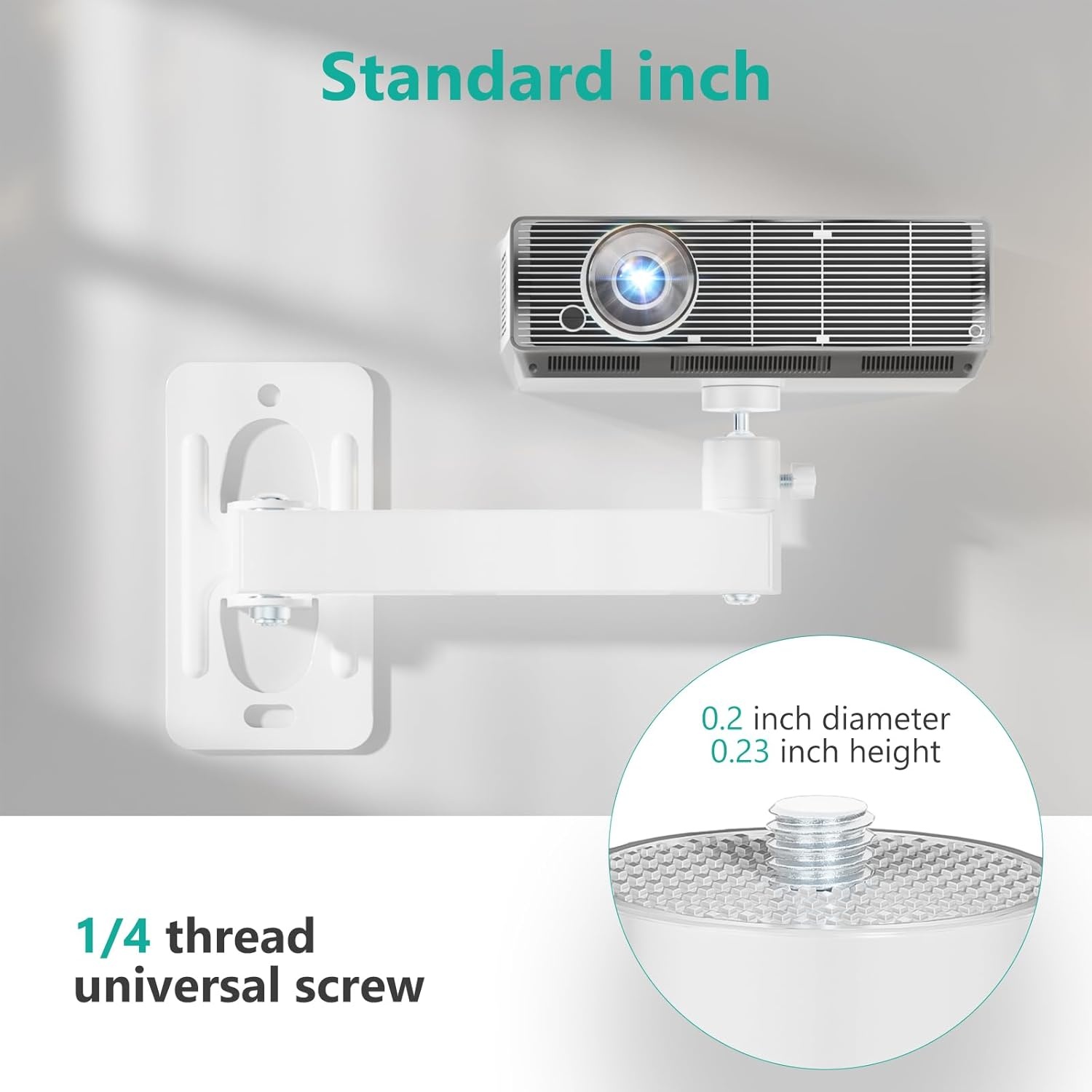 image:imageWALI Projector Ceiling Mount Tray Height Adjustable Wall Mount Holder for Projectors Hidden Cable Management Fits Projectors up to 22lbs 137 x 86 Platform White PM005WWhite