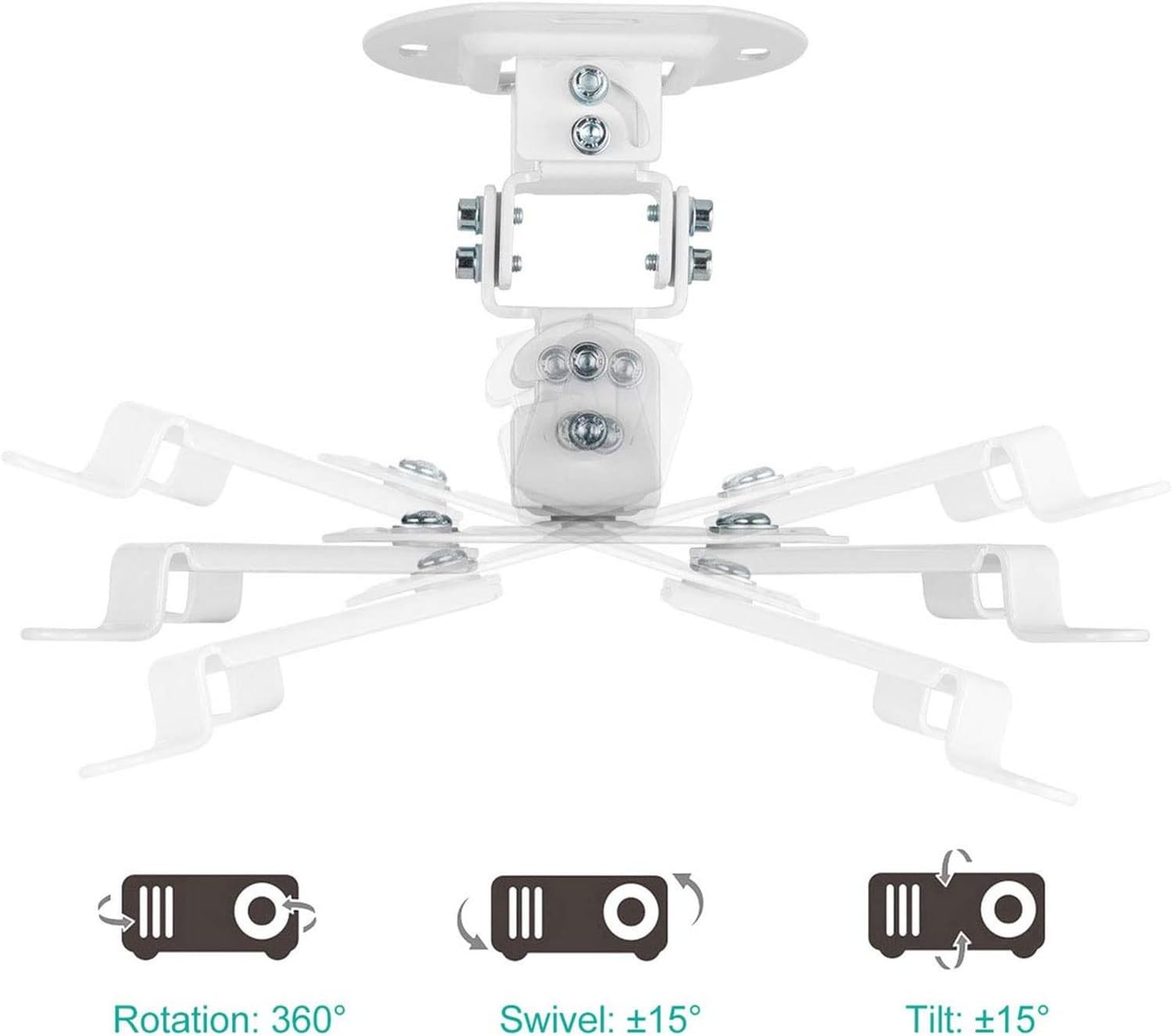 image:imageWALI Projector Ceiling Mount Tray Height Adjustable Wall Mount Holder for Projectors Hidden Cable Management Fits Projectors up to 22lbs 137 x 86 Platform White PM005WWhite