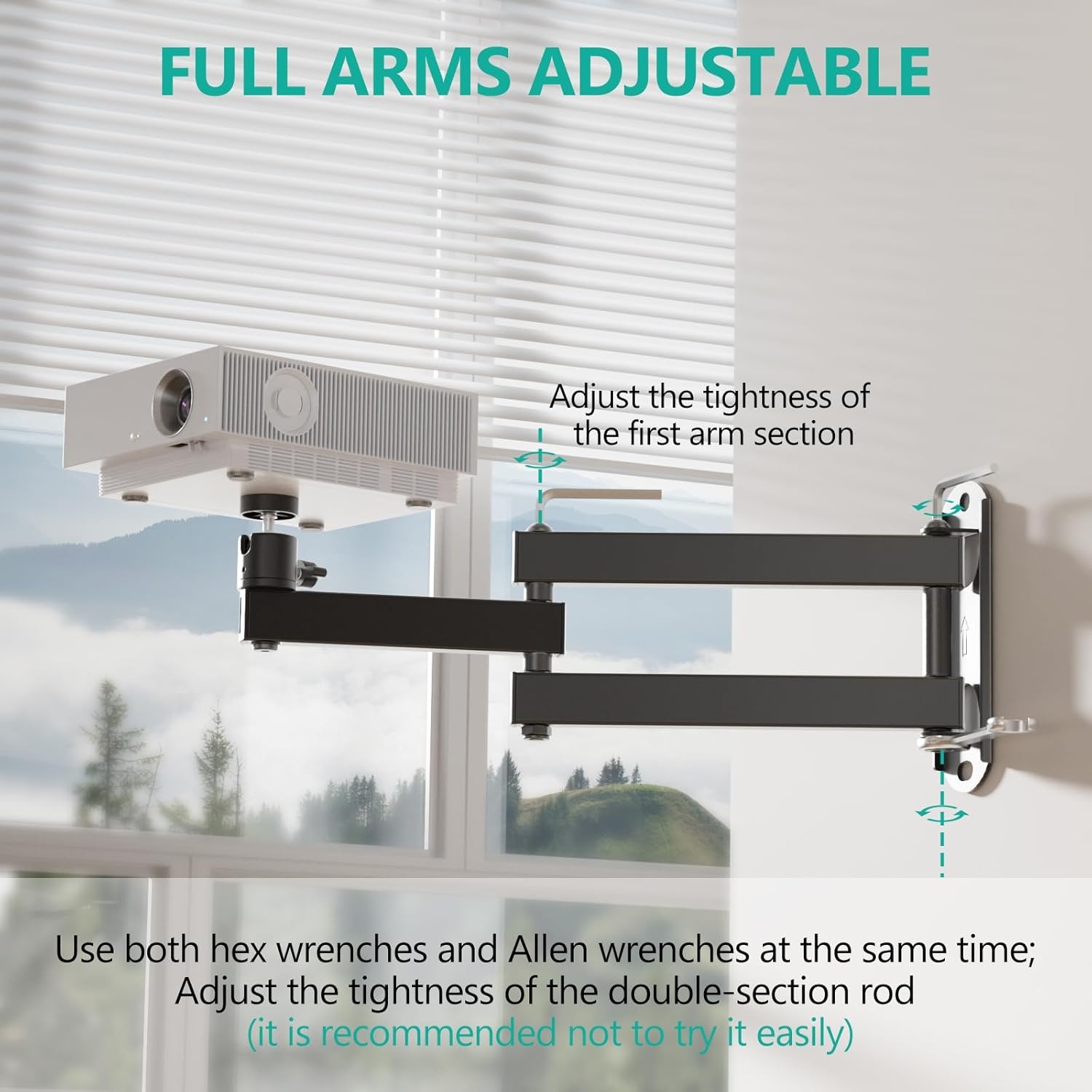 image:imageWALI Projector Ceiling Mount Tray Height Adjustable Wall Mount Holder for Projectors Hidden Cable Management Fits Projectors up to 22lbs 137 x 86 Platform White PM005WBlack